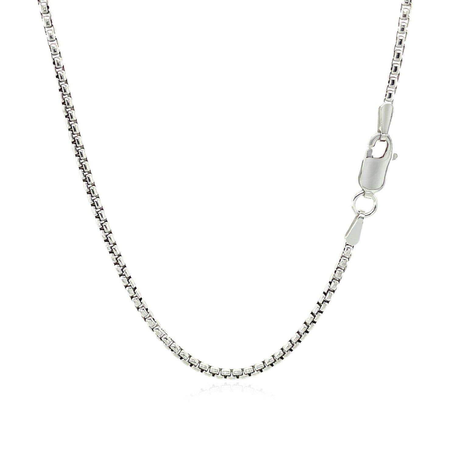 14k White Gold Round Box Chain 1.7mm on sale at MyriadMart