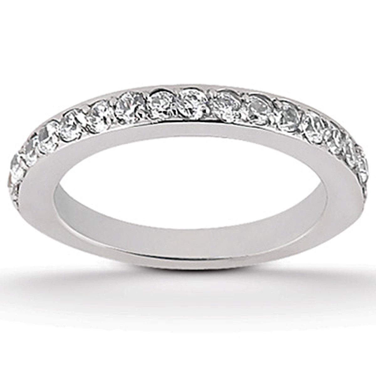 14k White Gold Pave Diamond Wedding Ring Band Set 1/2 Around on sale at MyriadMart