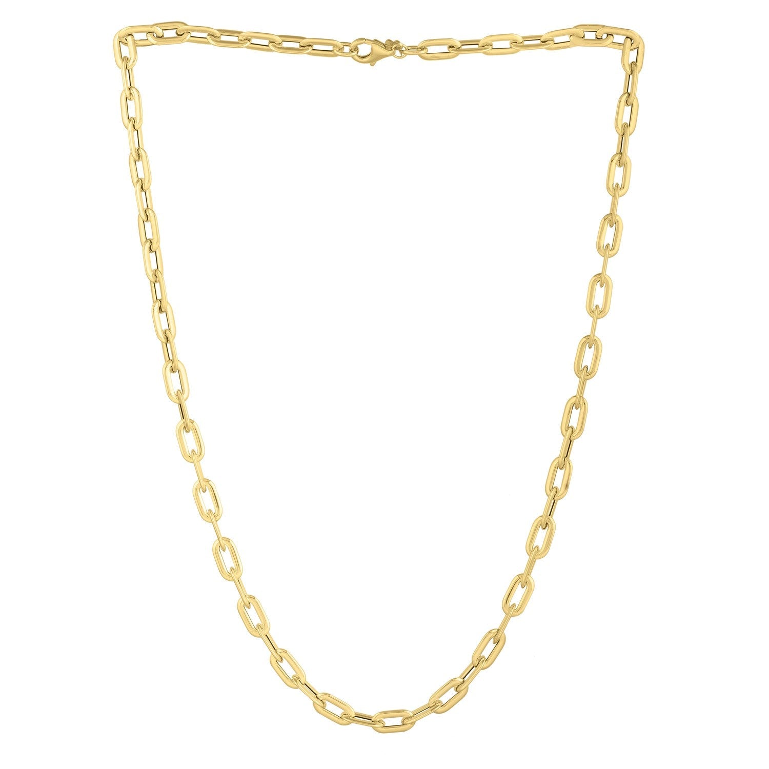 14k Yellow Gold Oval Domed Paperclip Chain Necklace 5.30 mm on sale at MyriadMart