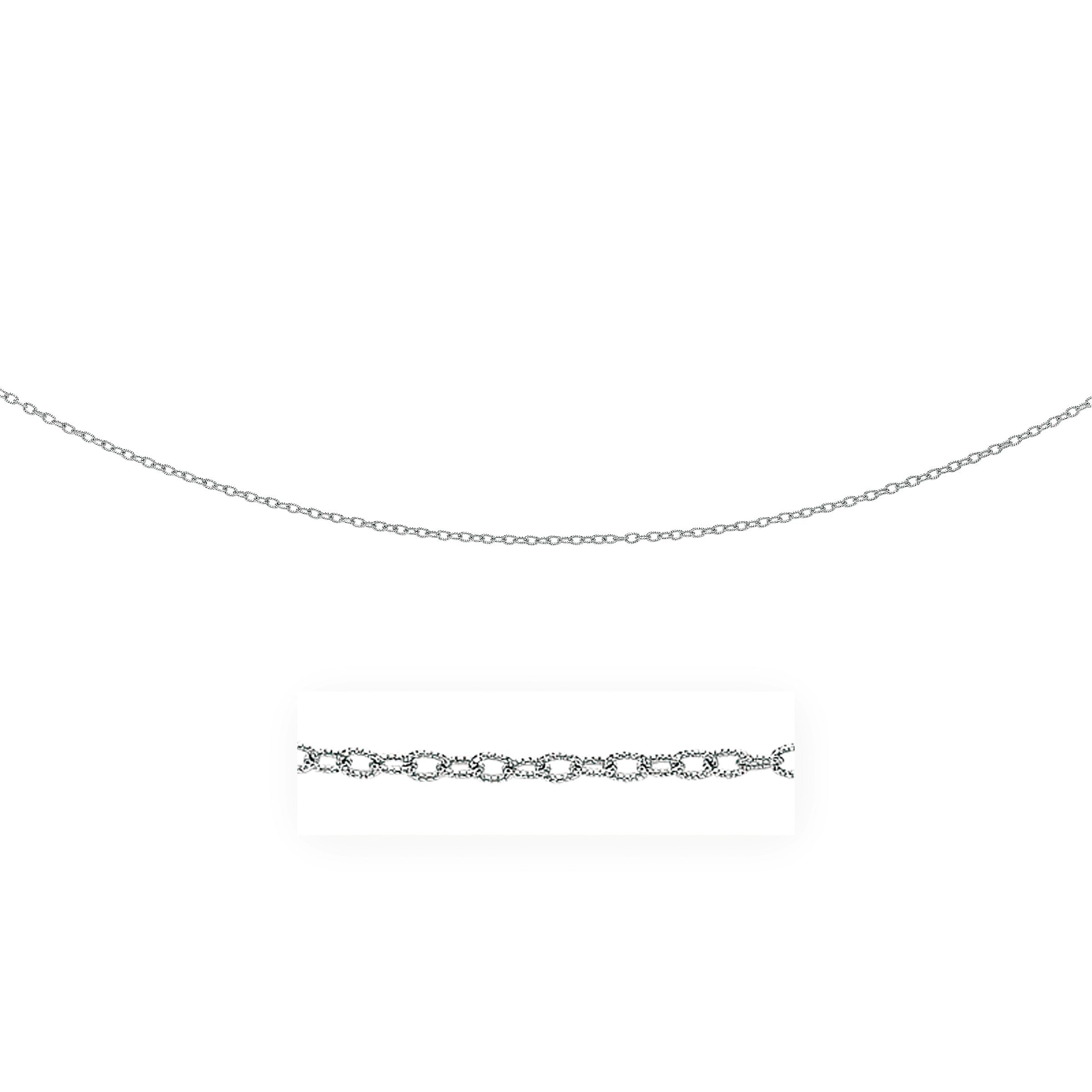 2.5mm 14k White Gold Pendant Chain with Textured Links on sale at MyriadMart