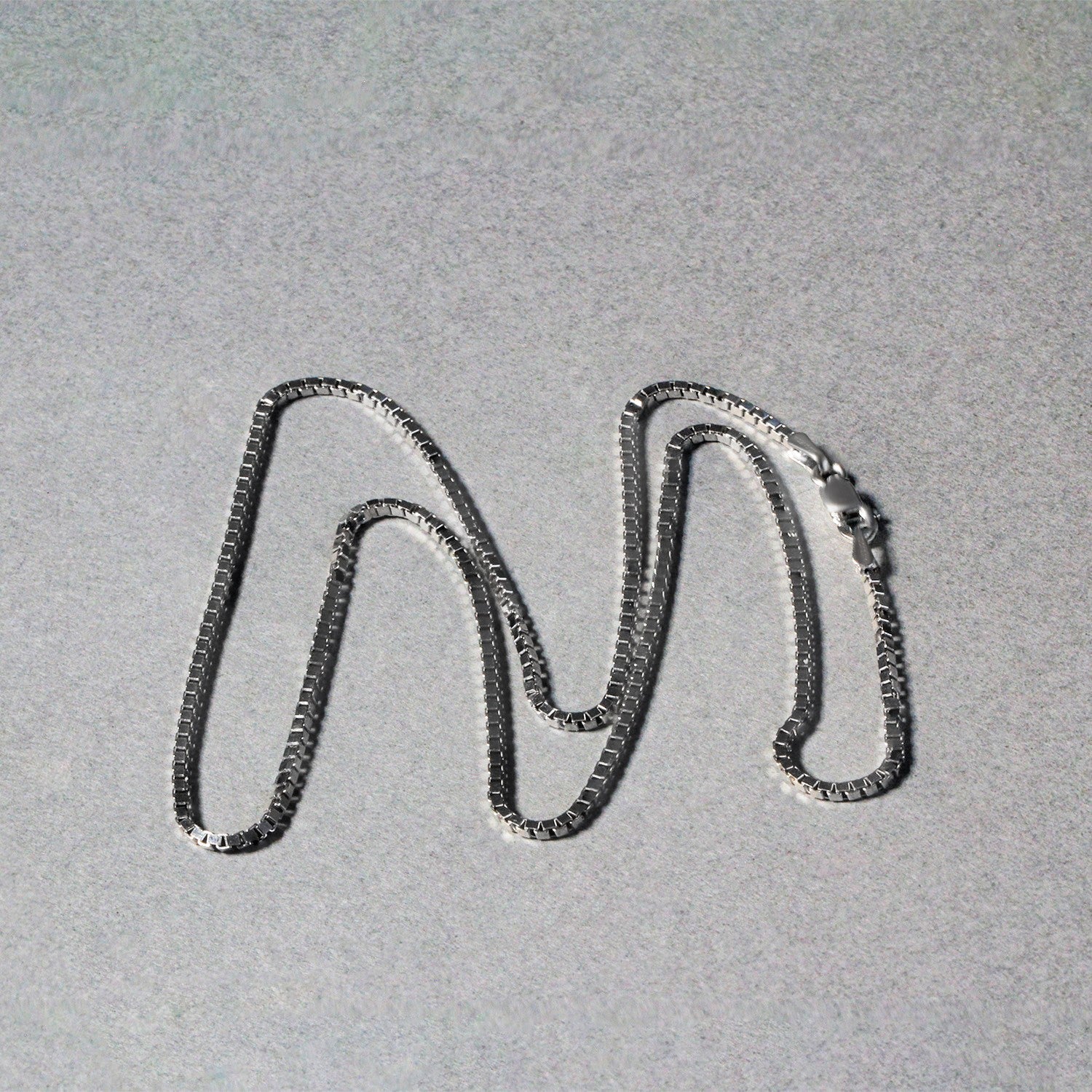 14k White Gold Classic Box Chain 1.4mm on sale at MyriadMart