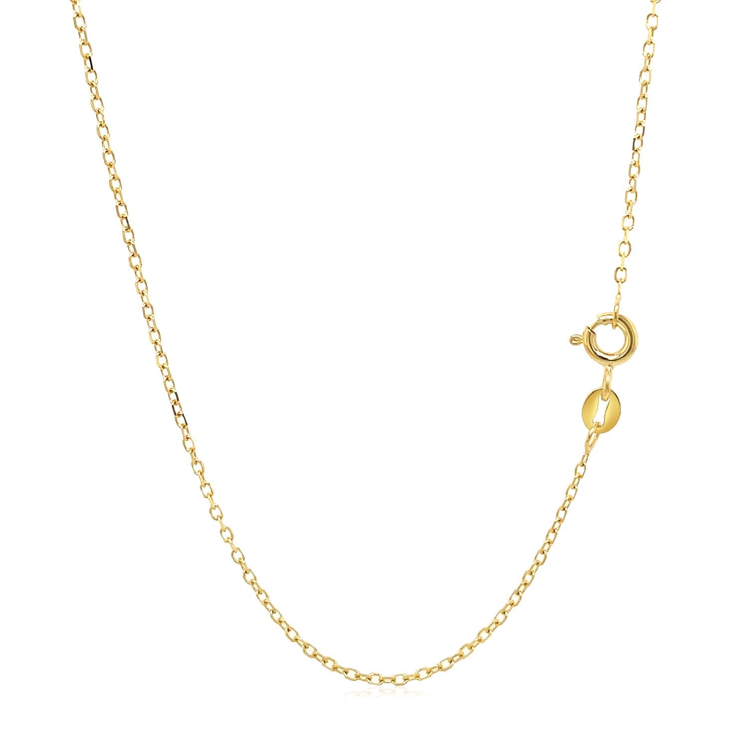 14k Yellow Gold Faceted Cable Link Chain 1.3mm on sale at MyriadMart