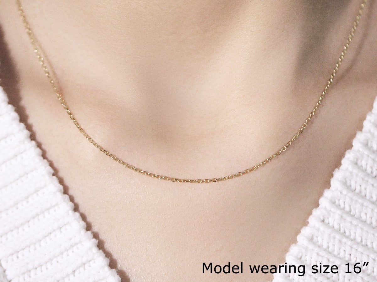 14k Yellow Gold Faceted Cable Link Chain 1.3mm on sale at MyriadMart
