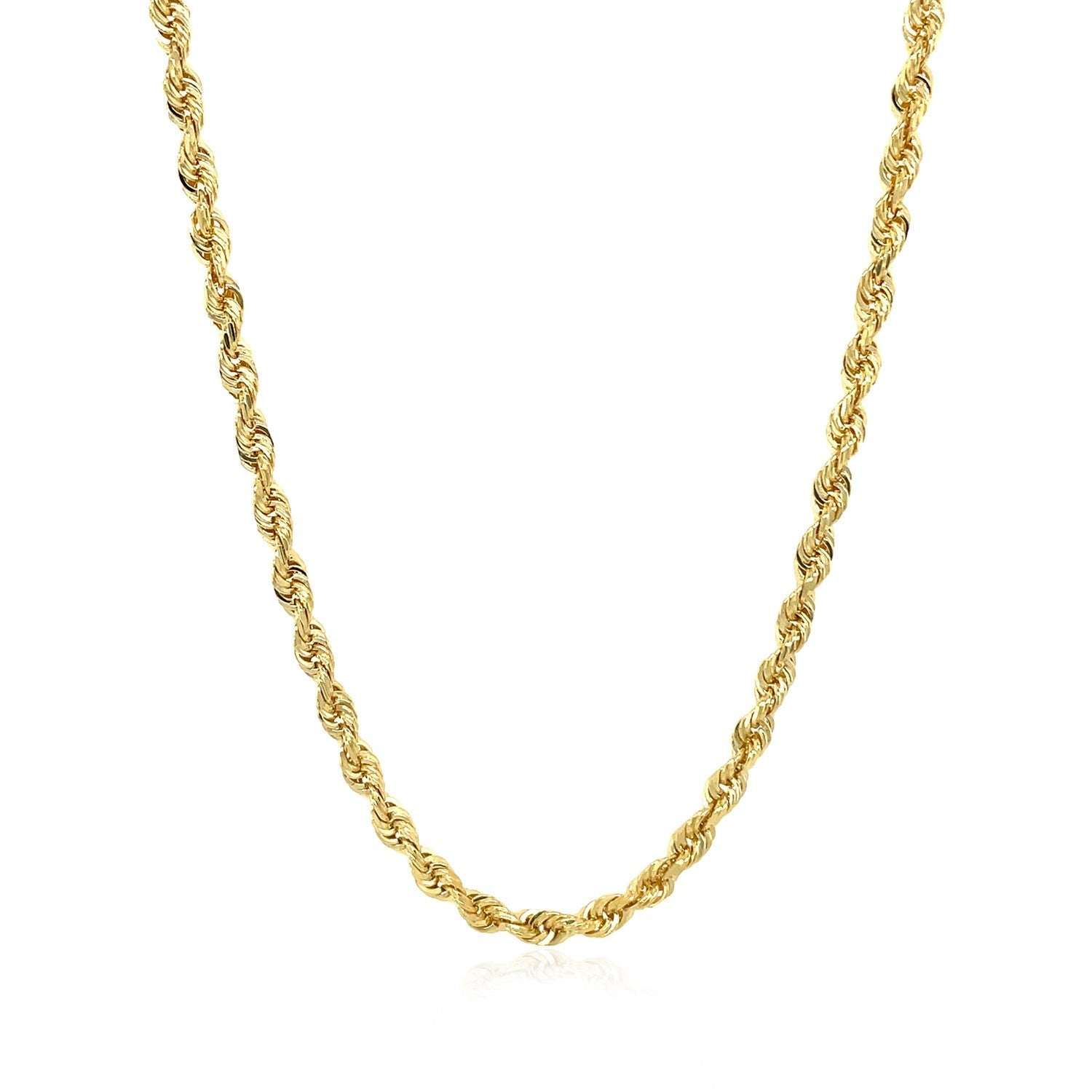 3.0mm 14k Yellow Gold Solid Diamond Cut Rope Chain on sale at MyriadMart