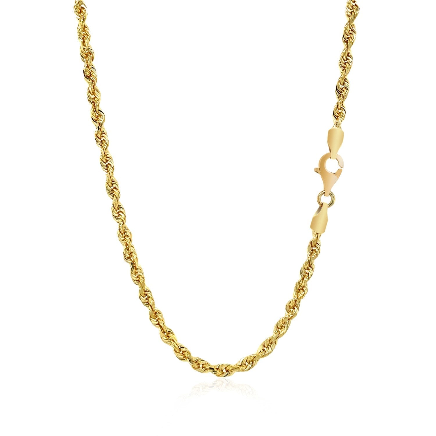3.0mm 14k Yellow Gold Solid Diamond Cut Rope Chain on sale at MyriadMart