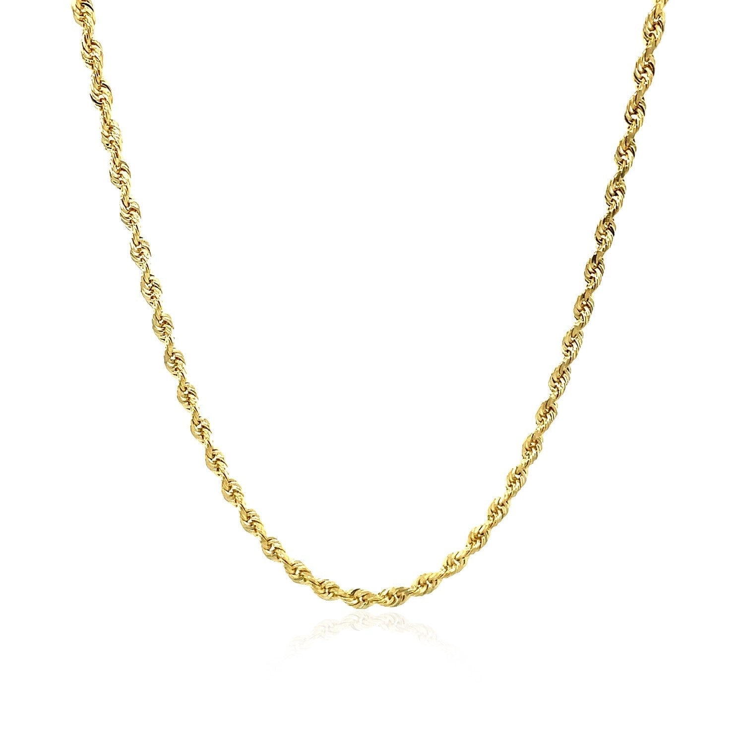 2.5mm 10k Yellow Gold Solid Diamond Cut Rope Chain on sale at MyriadMart