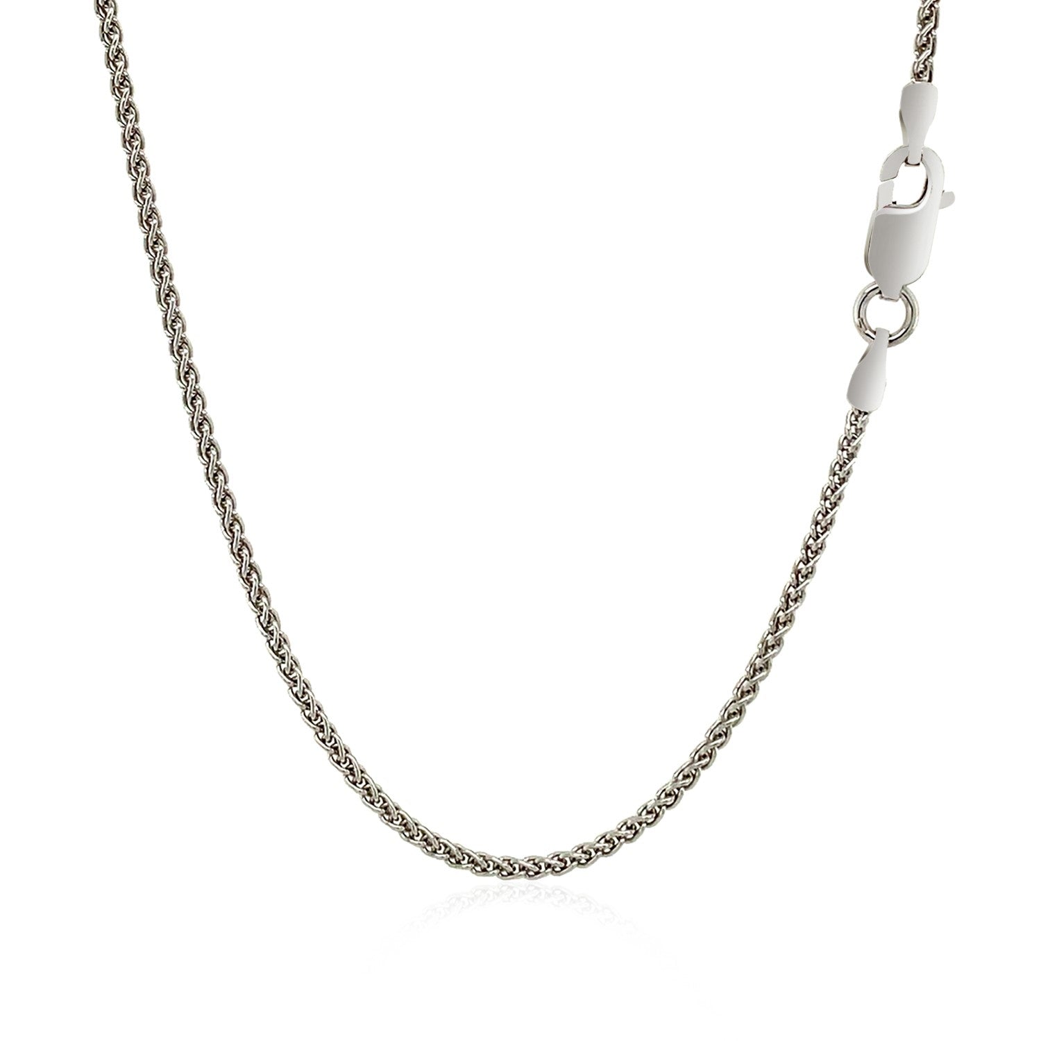 Sterling Silver Rhodium Plated Wheat Chain 1.3mm on sale at MyriadMart