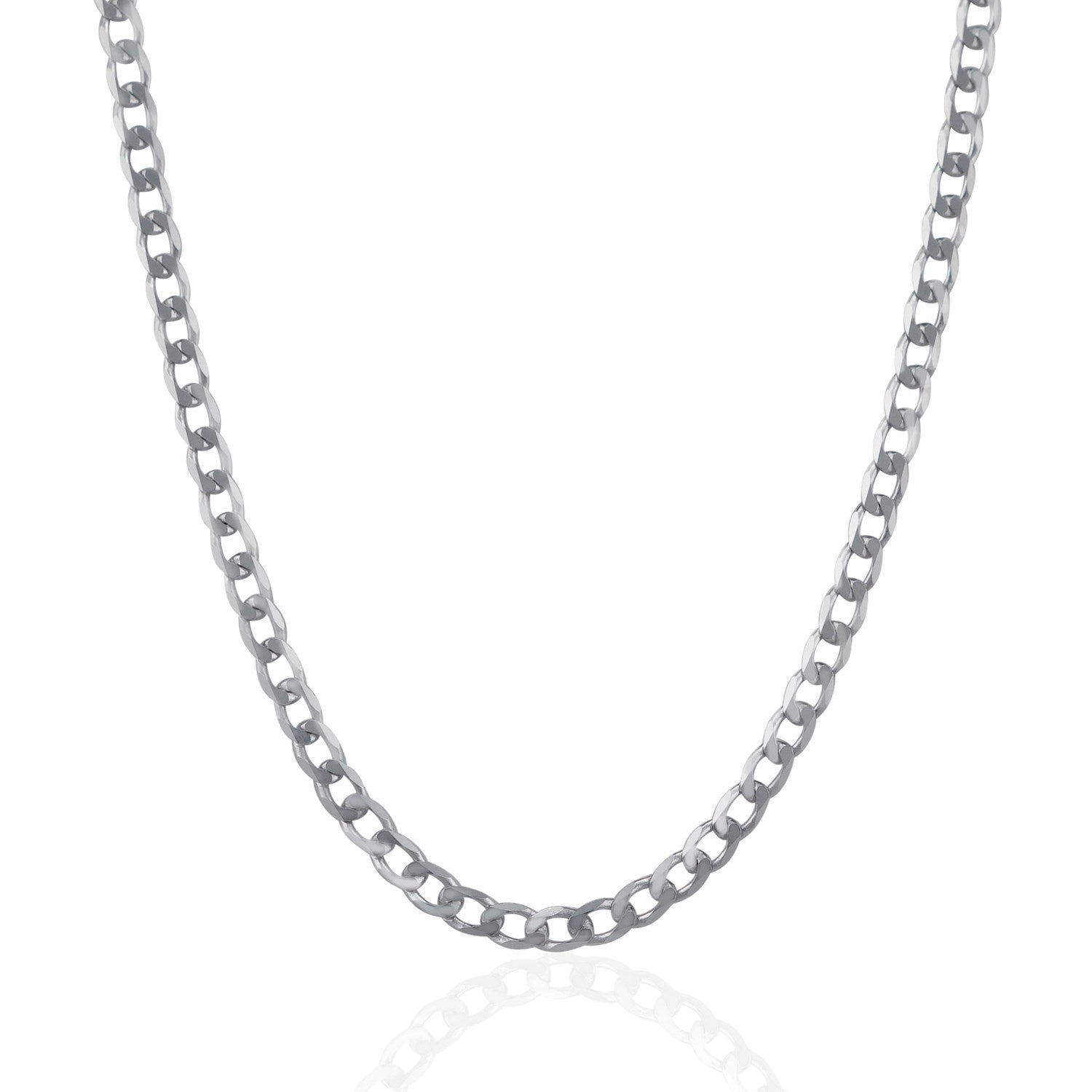 Rhodium Plated 4.7mm Sterling Silver Curb Style Chain on sale at MyriadMart