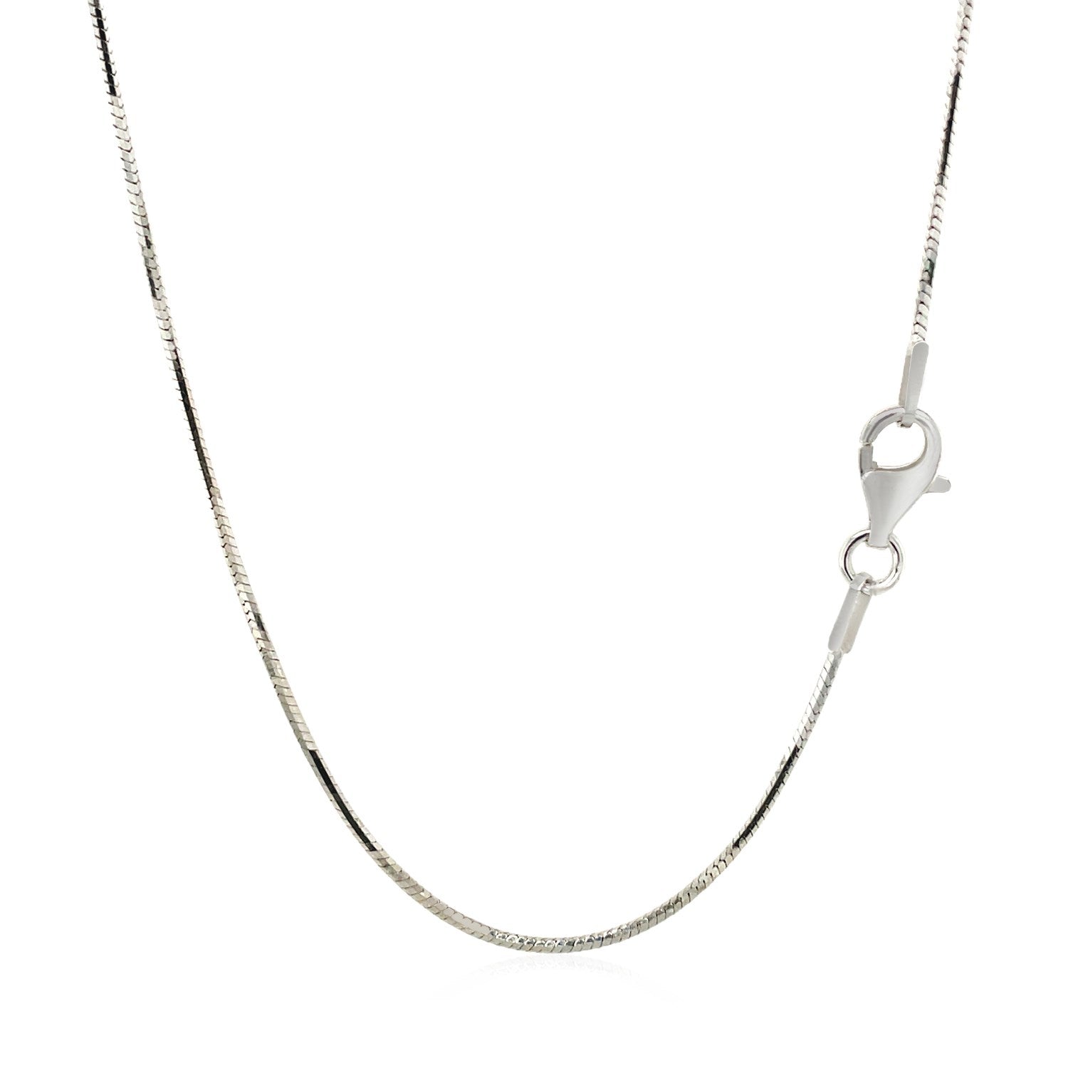 Sterling Silver Rhodium Plated Octagonal Snake Chain 1.1mm on sale at MyriadMart