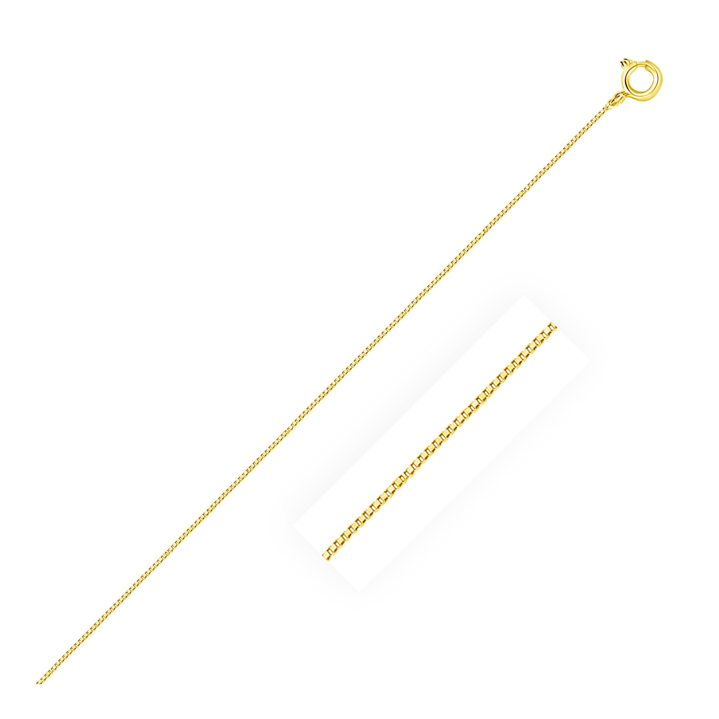 14k Yellow Gold Classic Box Chain 0.45mm on sale at MyriadMart