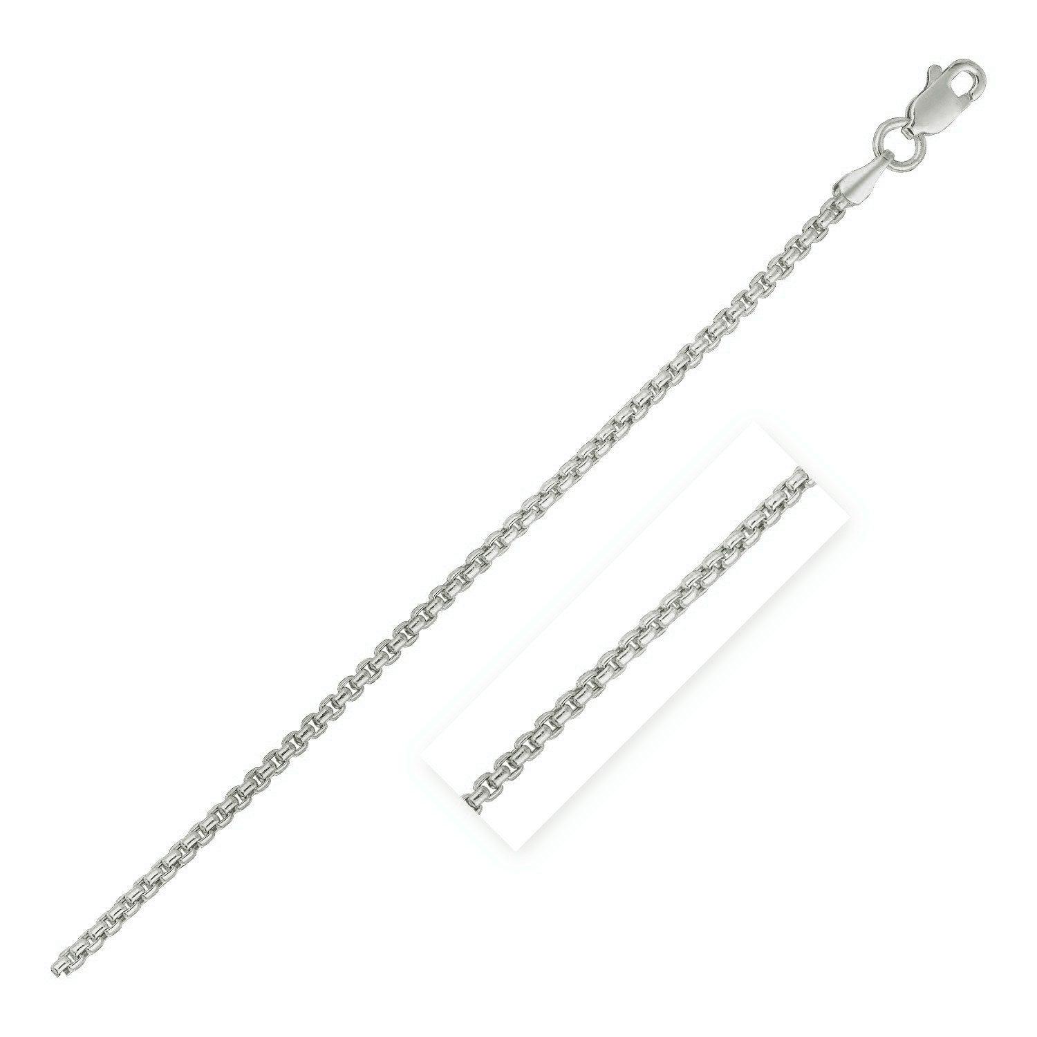 14k White Gold Round Box Chain 1.35 mm on sale at MyriadMart