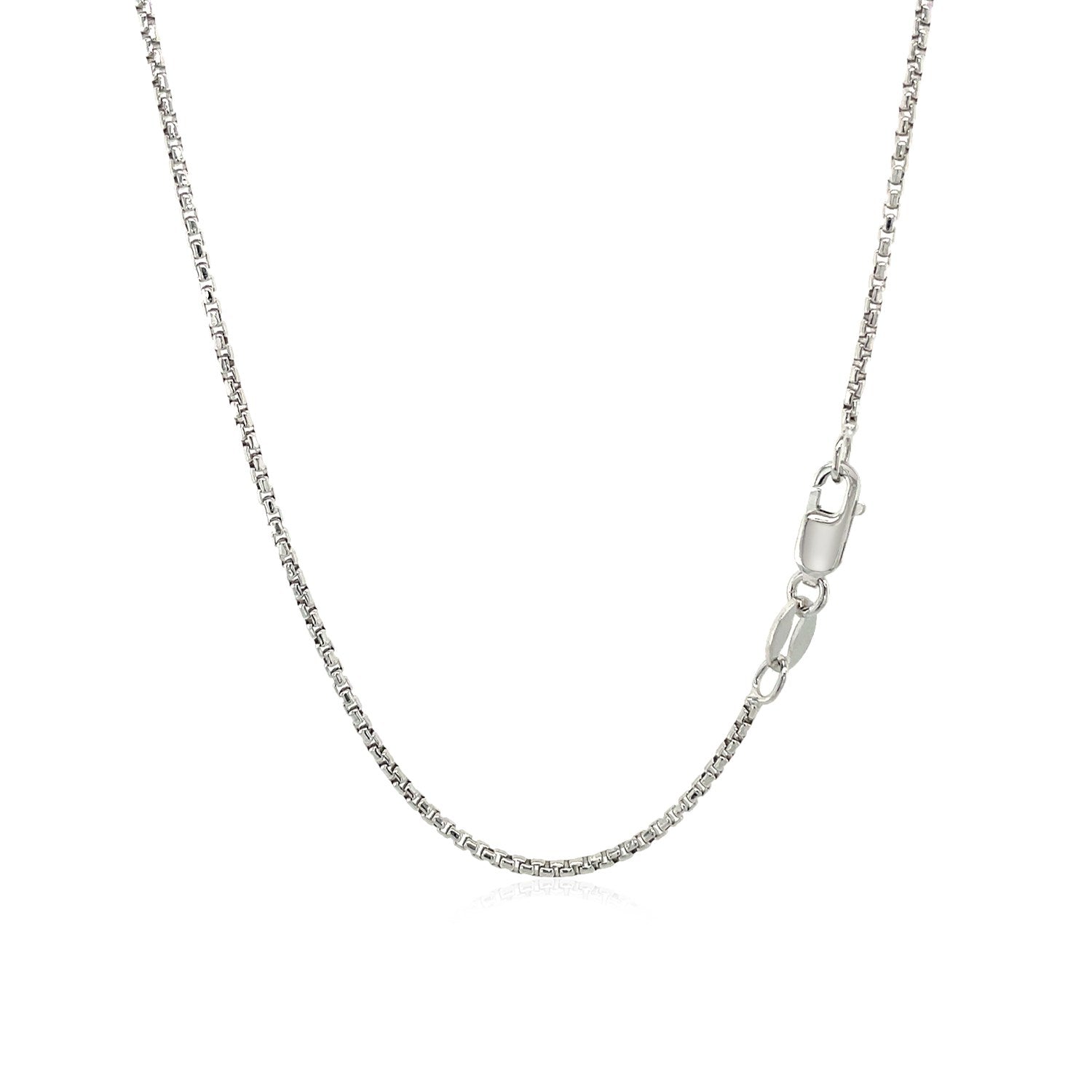 14k White Gold Round Box Chain 1.35 mm on sale at MyriadMart