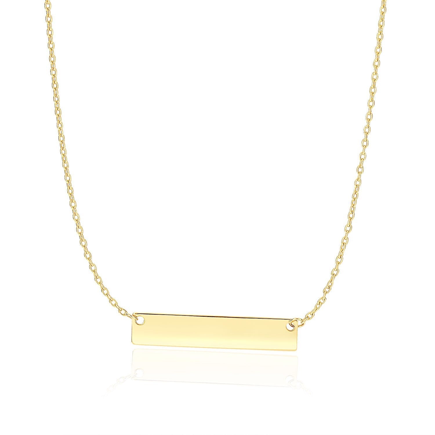 14k Yellow Gold Smooth Flat Horizontal Bar Style Necklace on sale at MyriadMart
