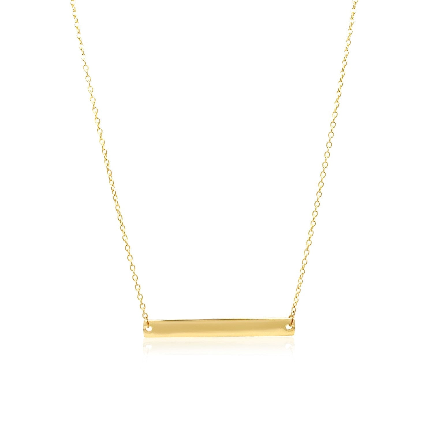 14k Yellow Gold Smooth Flat Horizontal Bar Style Necklace on sale at MyriadMart