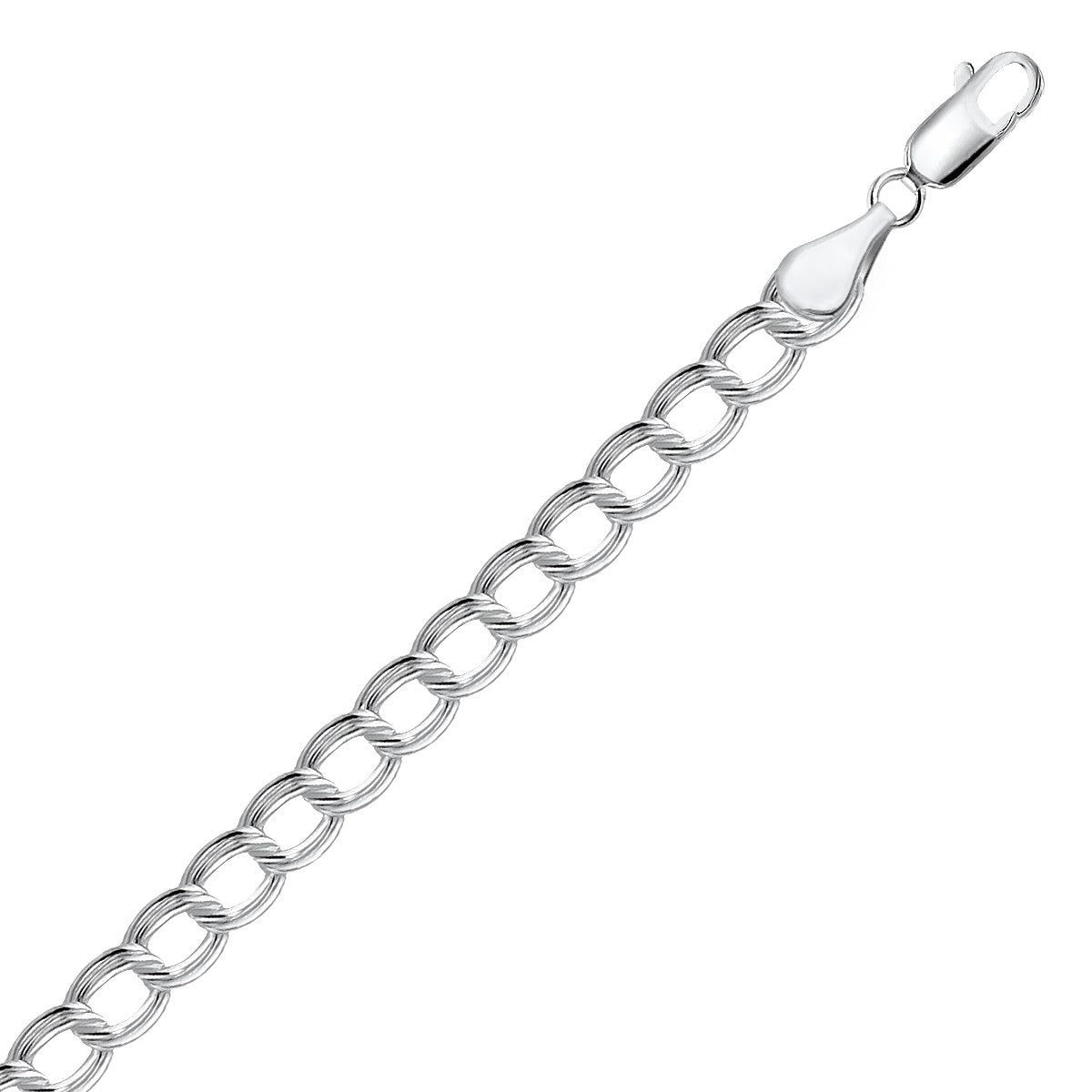 Sterling Silver Small Ridged Circular Chain Bracelet with Rhodium Plating on sale at MyriadMart