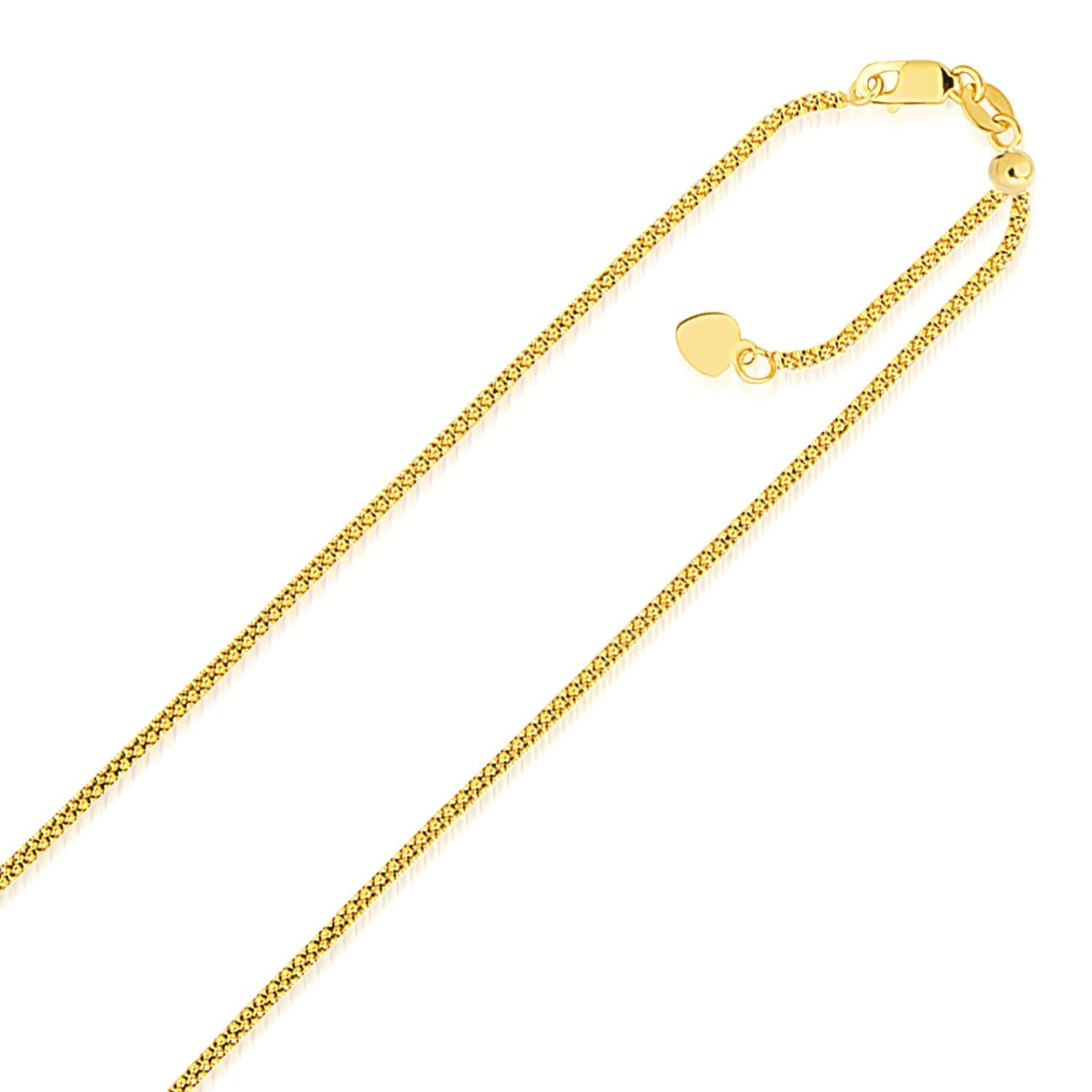 14k Yellow Gold Adjustable Popcorn Chain 1.3mm on sale at MyriadMart