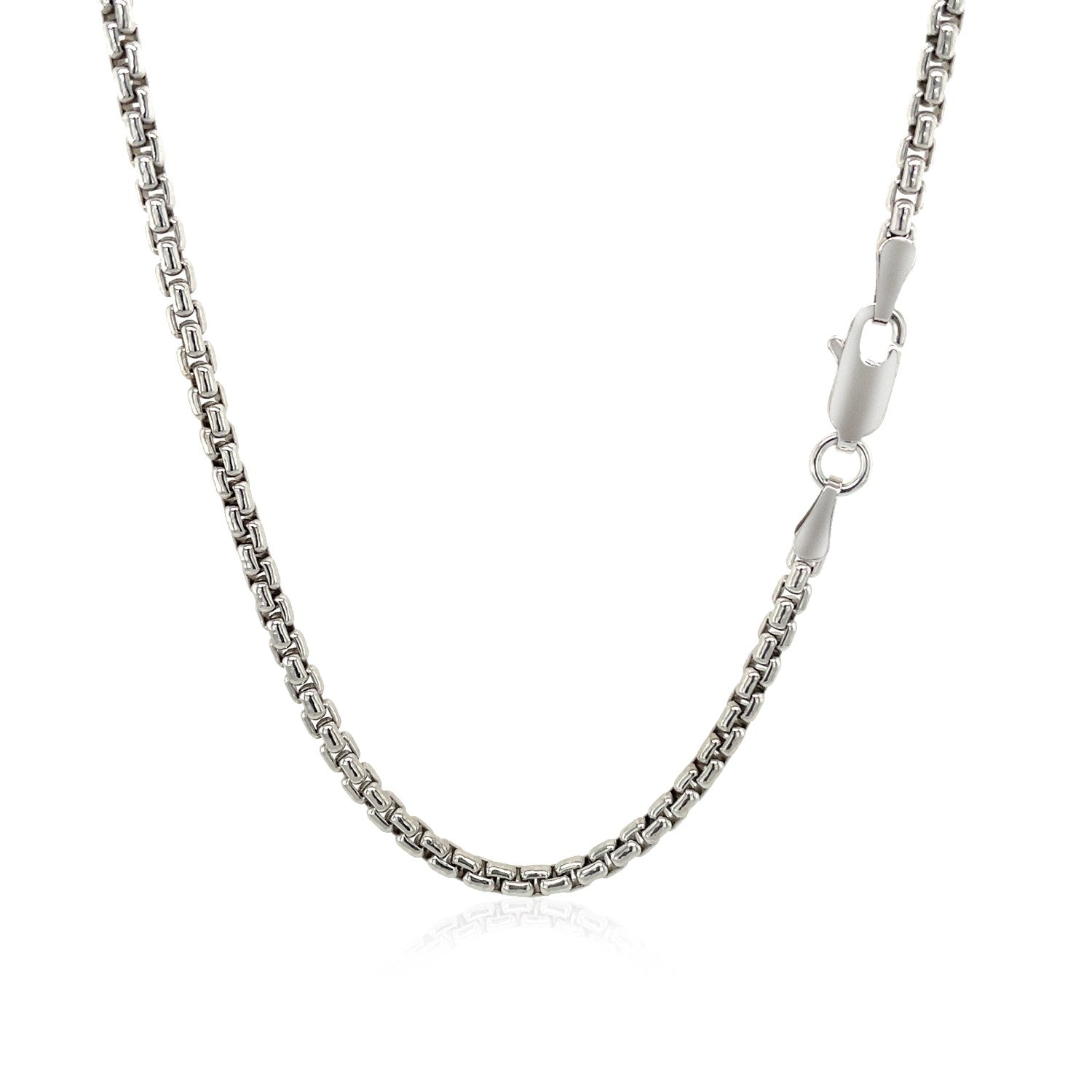 2.4mm 14k White Gold Round Box Chain on sale at MyriadMart