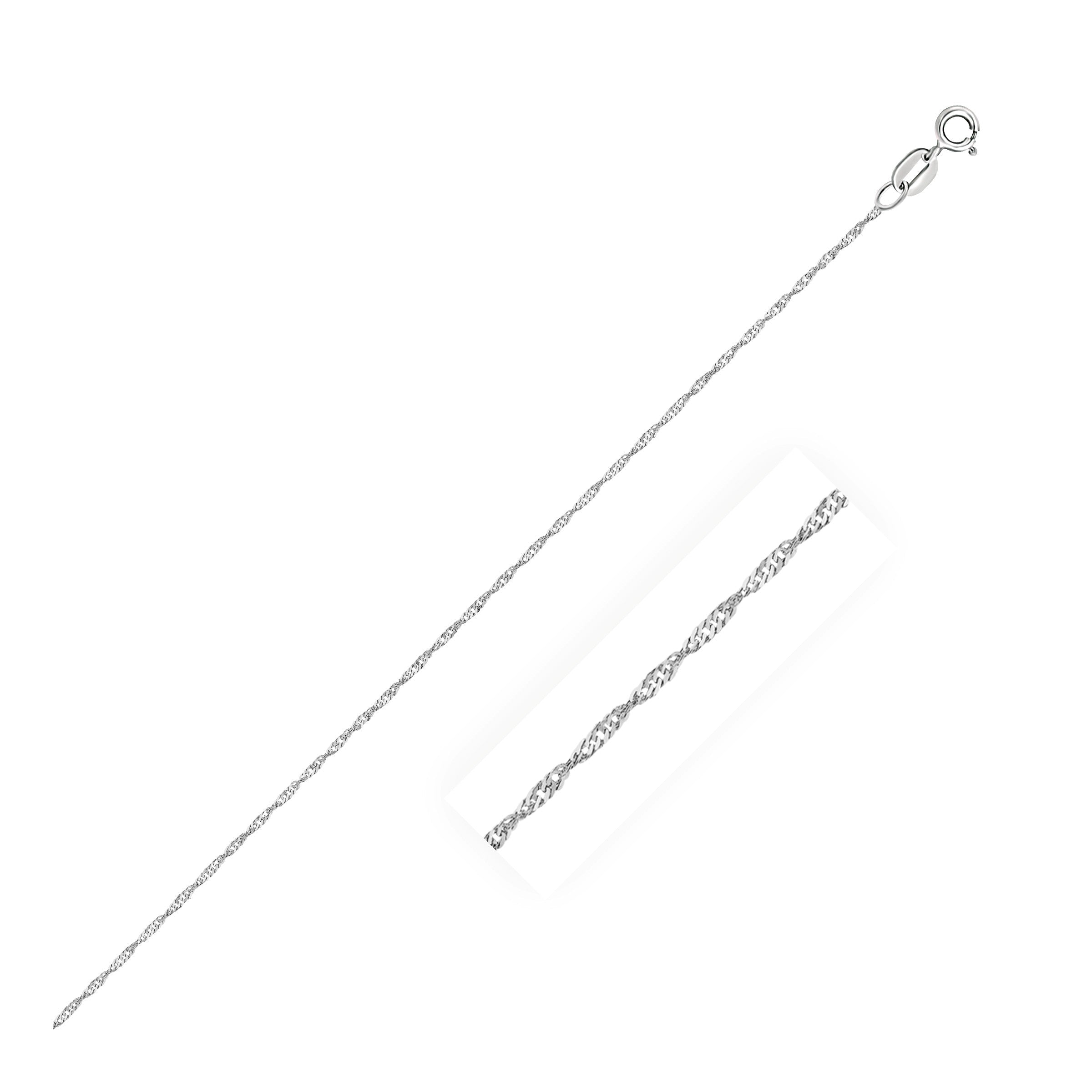 14k White Gold Singapore Chain 0.8mm on sale at MyriadMart