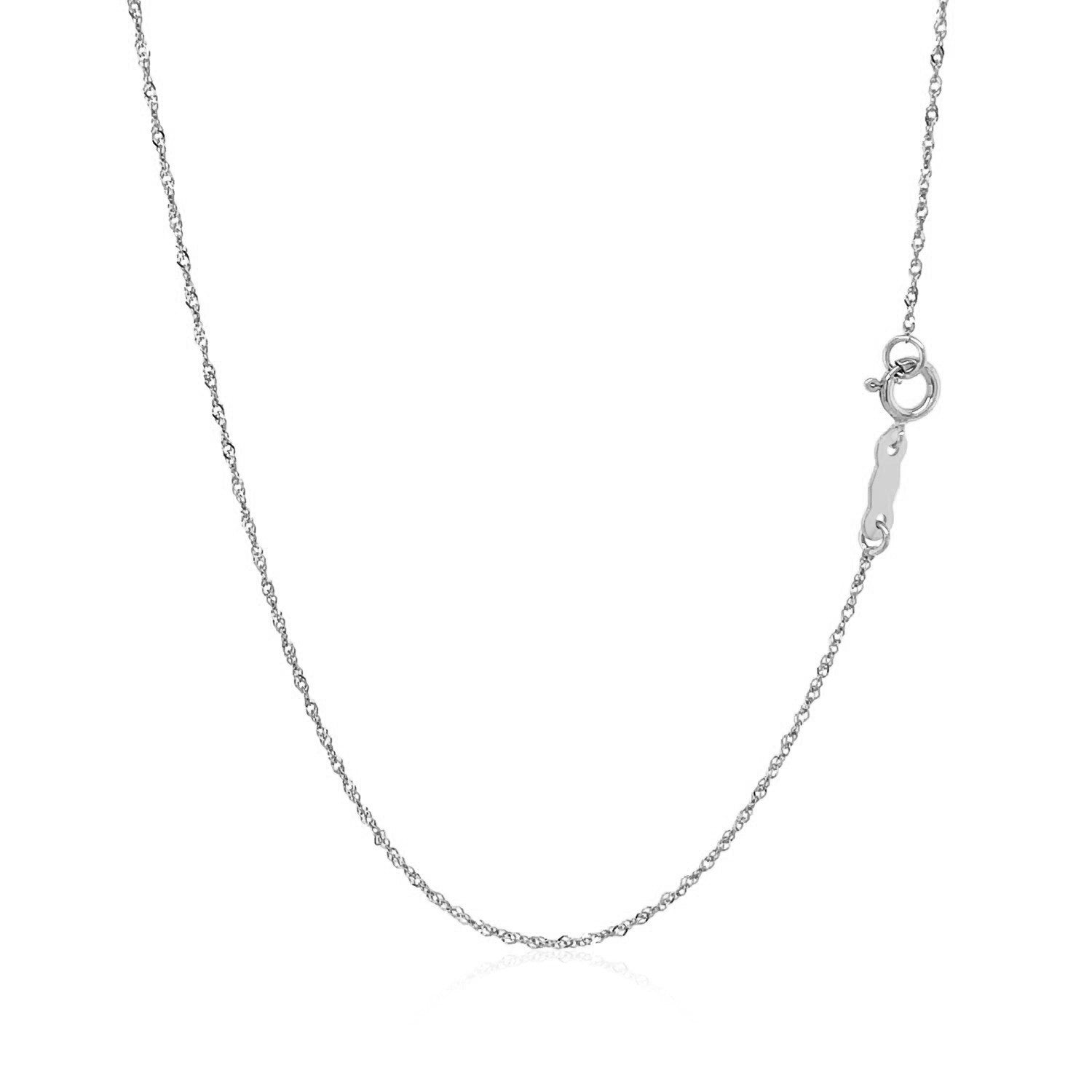 14k White Gold Singapore Chain 0.8mm on sale at MyriadMart