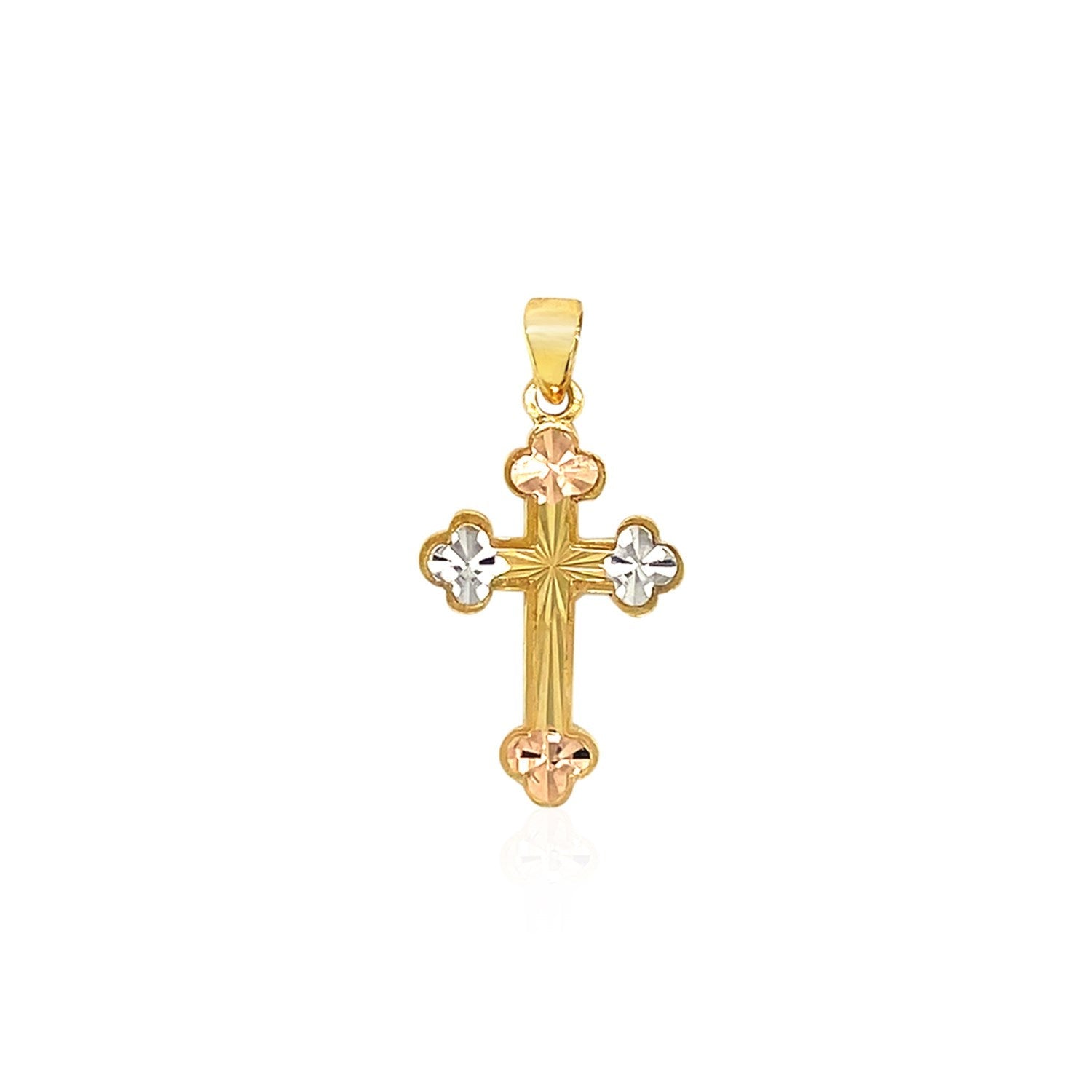 14k Tri Color Gold Cross Pendant on sale at MyriadMart