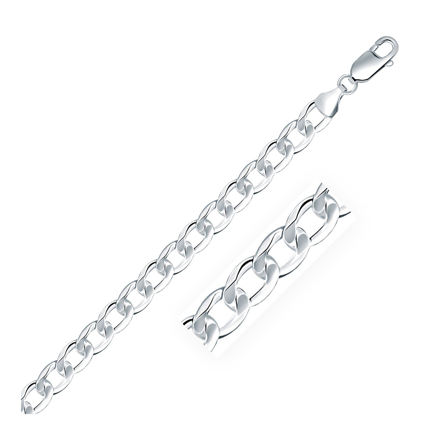 Rhodium Plated 7.9mm Sterling Silver Curb Style Chain on sale at MyriadMart