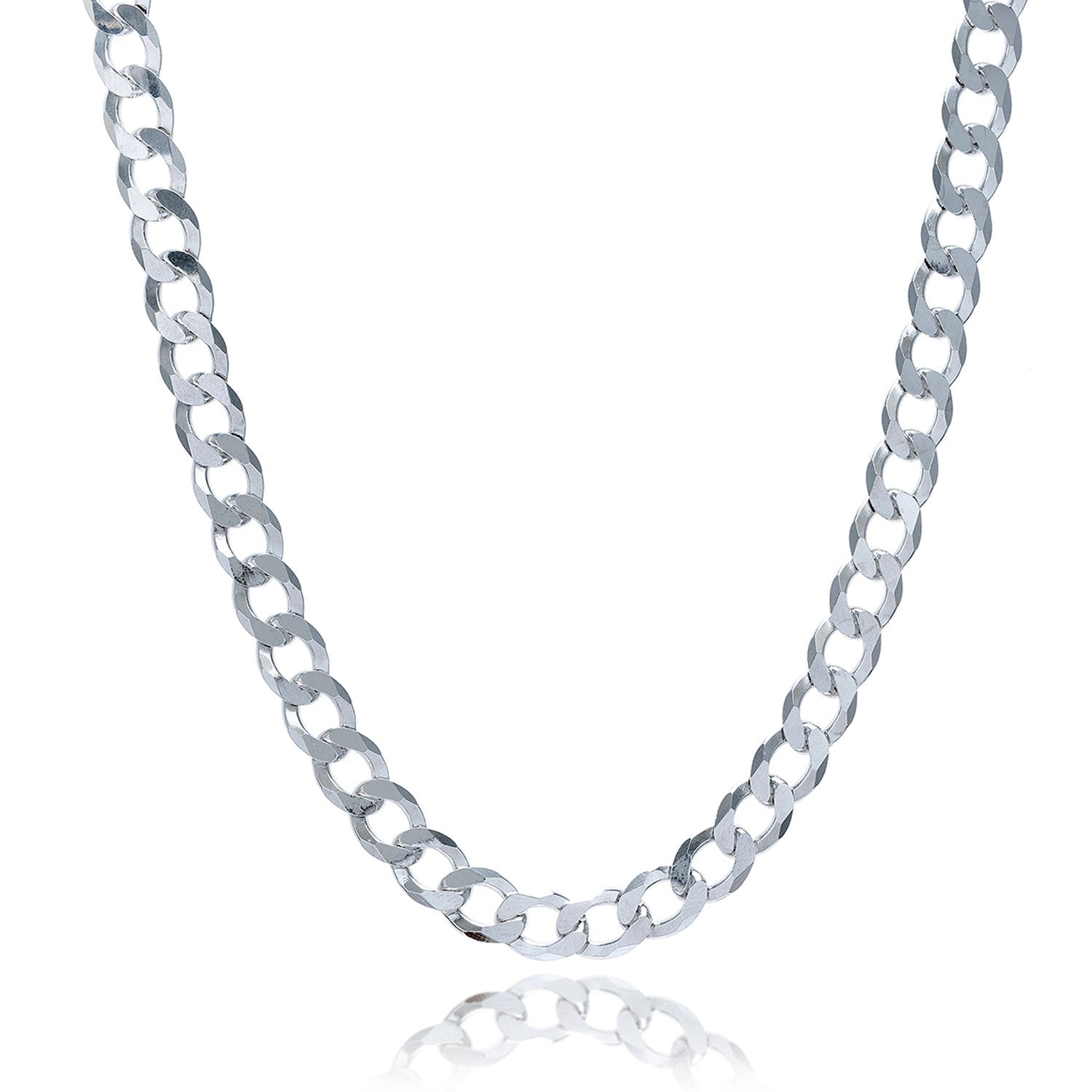 Rhodium Plated 7.9mm Sterling Silver Curb Style Chain on sale at MyriadMart