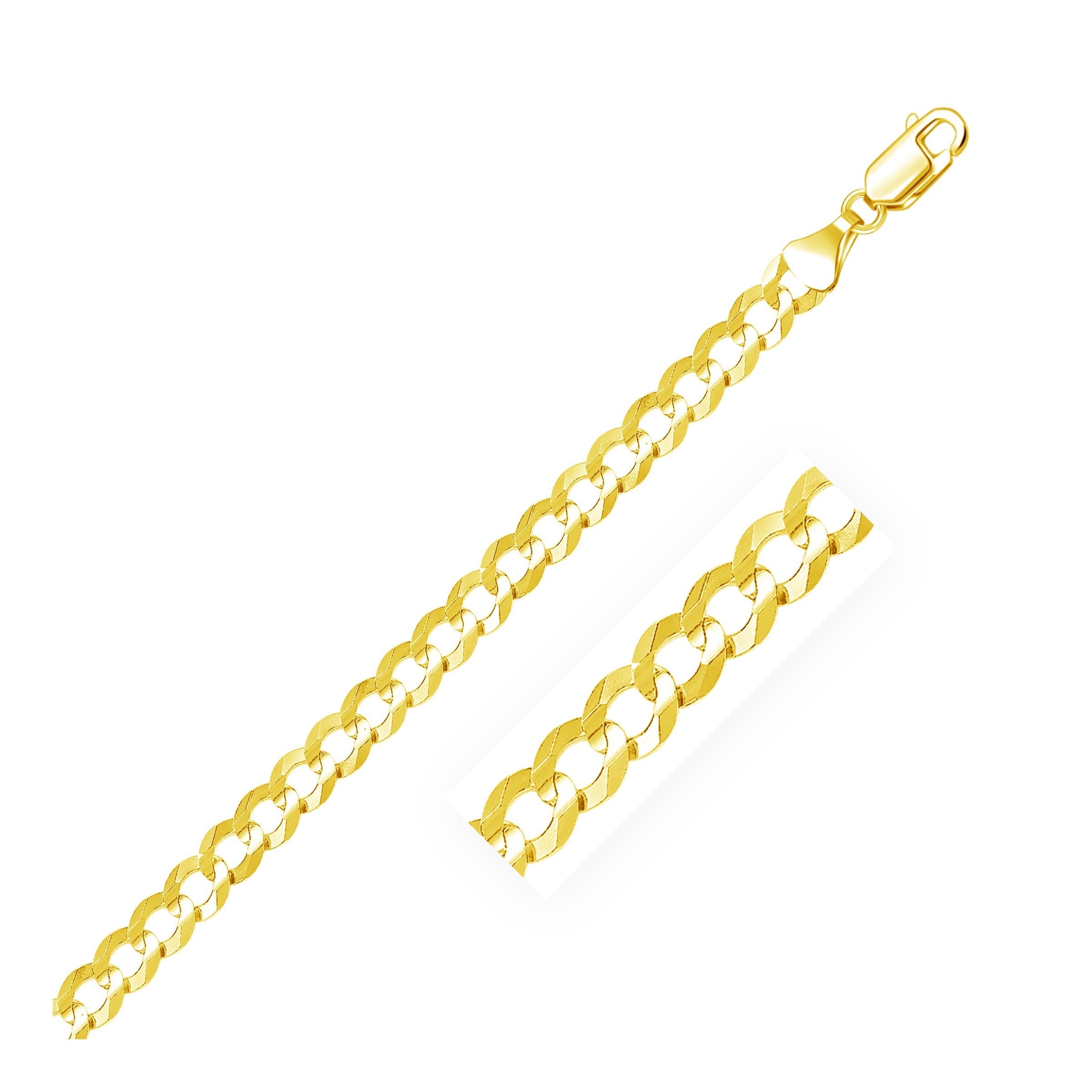 7.0mm 14k Yellow Gold Solid Curb Bracelet on sale at MyriadMart