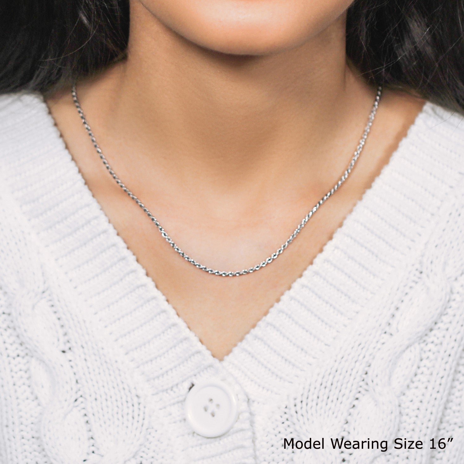 Sterling Silver 1.8mm Diamond Cut Rope Style Chain on sale at MyriadMart