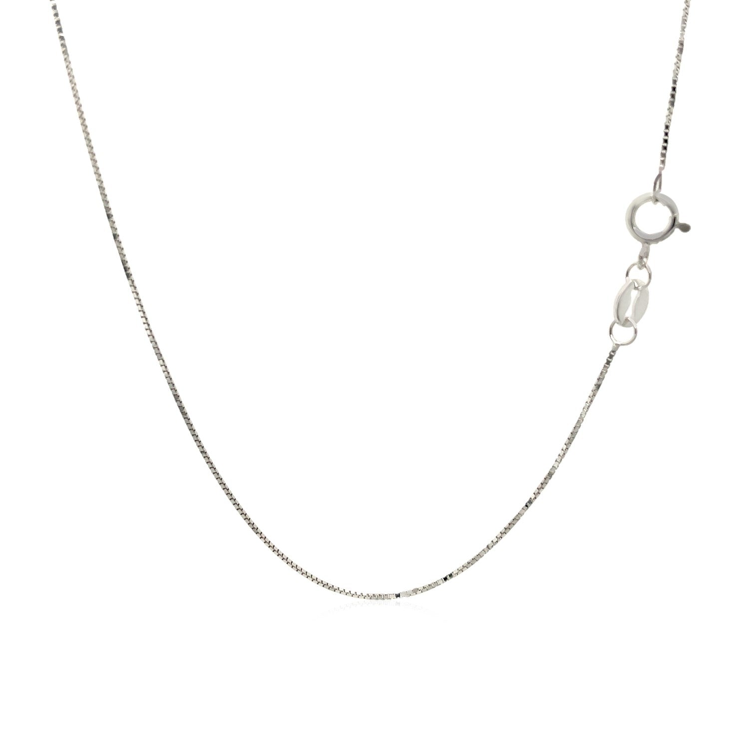 14k White Gold Adjustable Box Chain 0.6mm on sale at MyriadMart