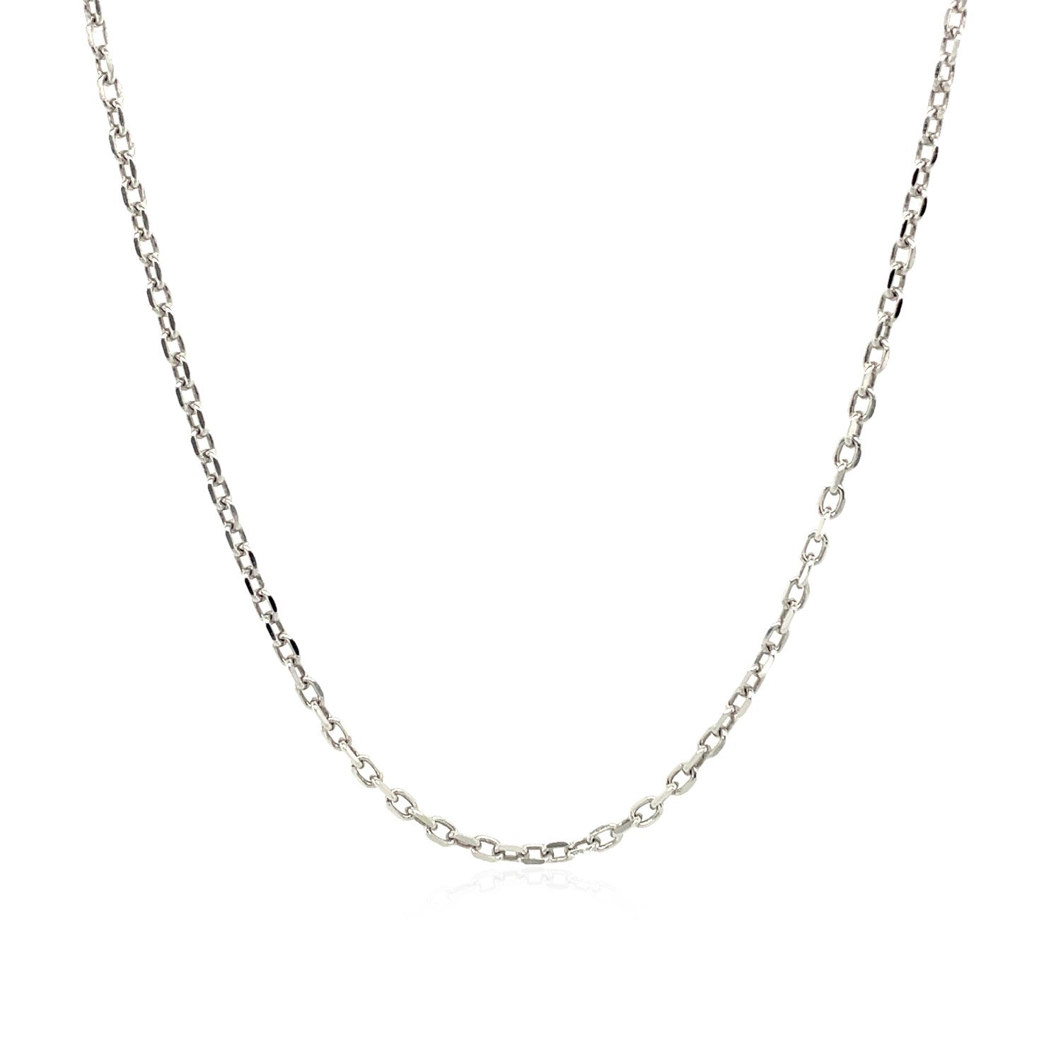 Sterling Silver Rhodium Plated Cable Chain 1.5mm on sale at MyriadMart