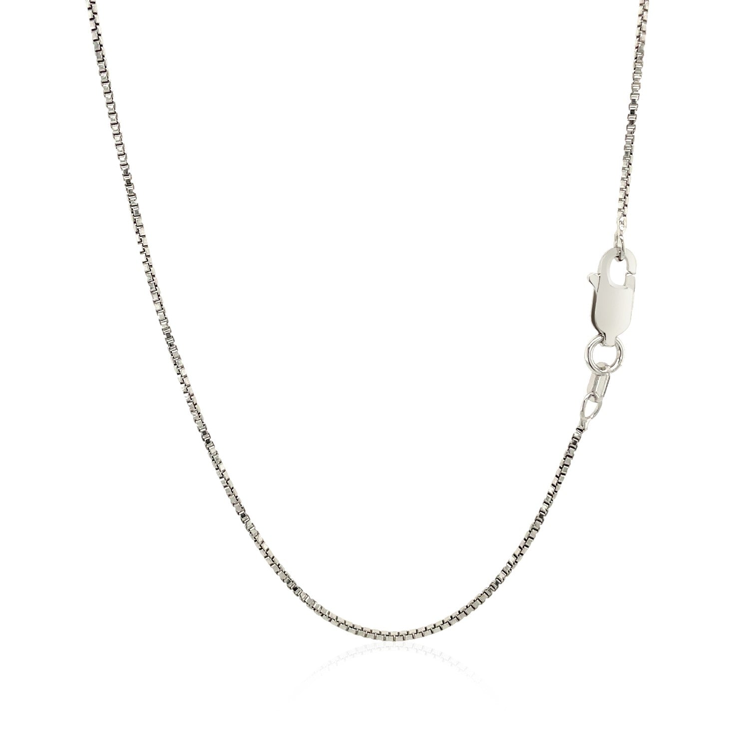 Sterling Silver Rhodium Plated Box Chain 1.1mm on sale at MyriadMart