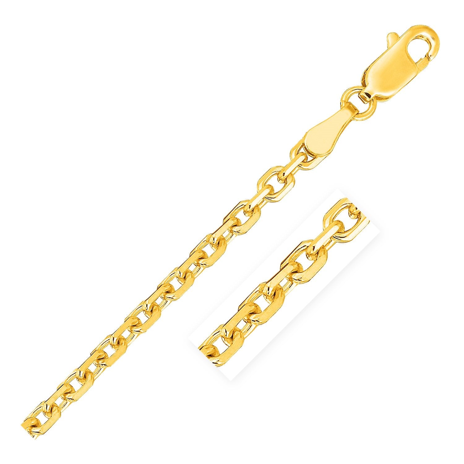 2.6mm 14k Yellow Gold Diamond Cut Cable Link Chain on sale at MyriadMart