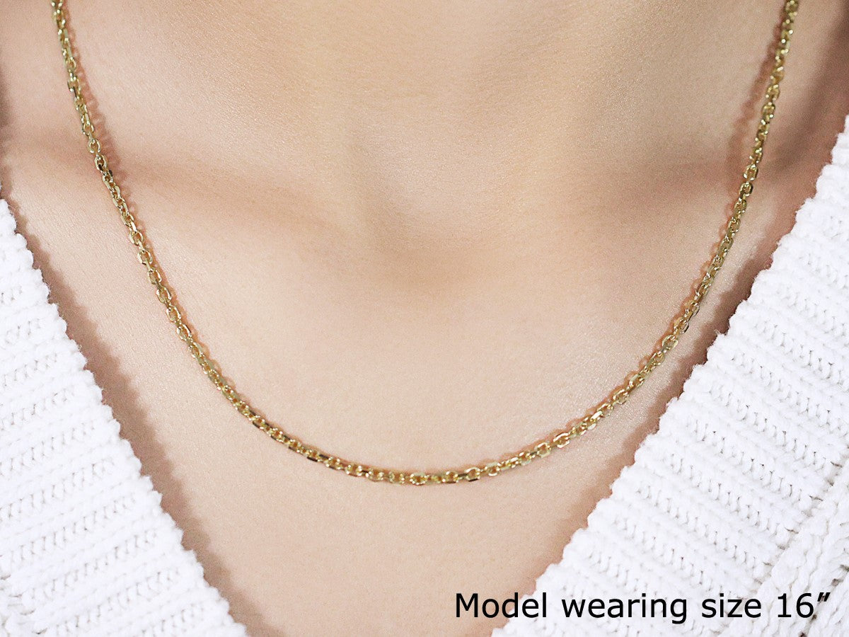 2.6mm 14k Yellow Gold Diamond Cut Cable Link Chain on sale at MyriadMart