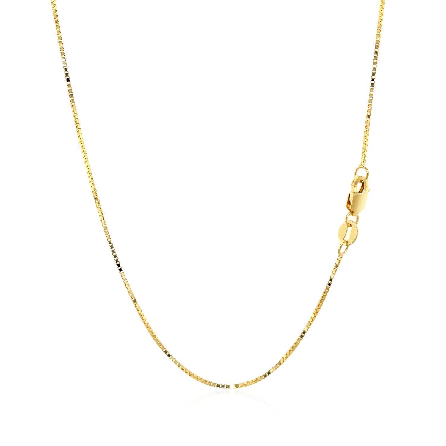 14k Yellow Gold Classic Box Chain 0.7mm on sale at MyriadMart