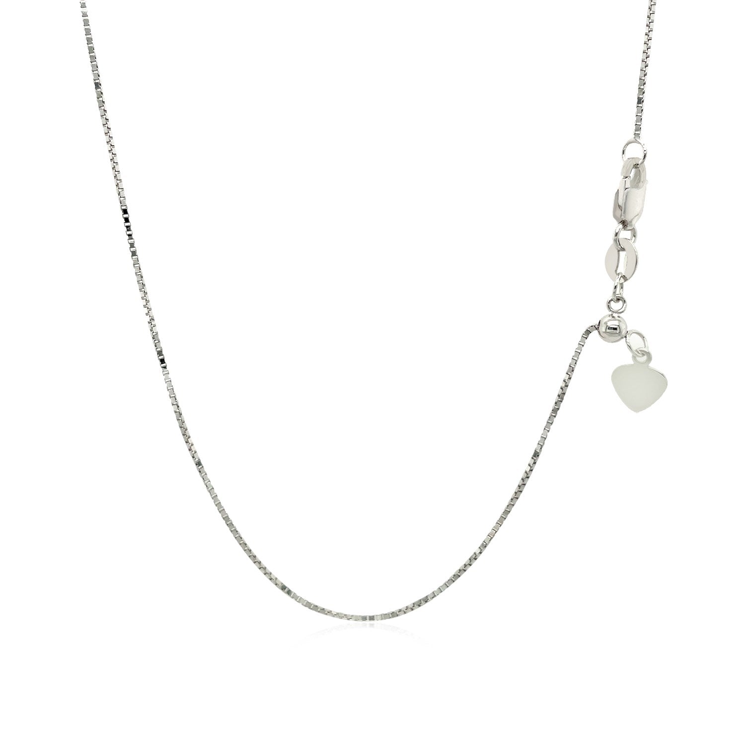 14k White Gold Adjustable Box Chain 0.7mm on sale at MyriadMart
