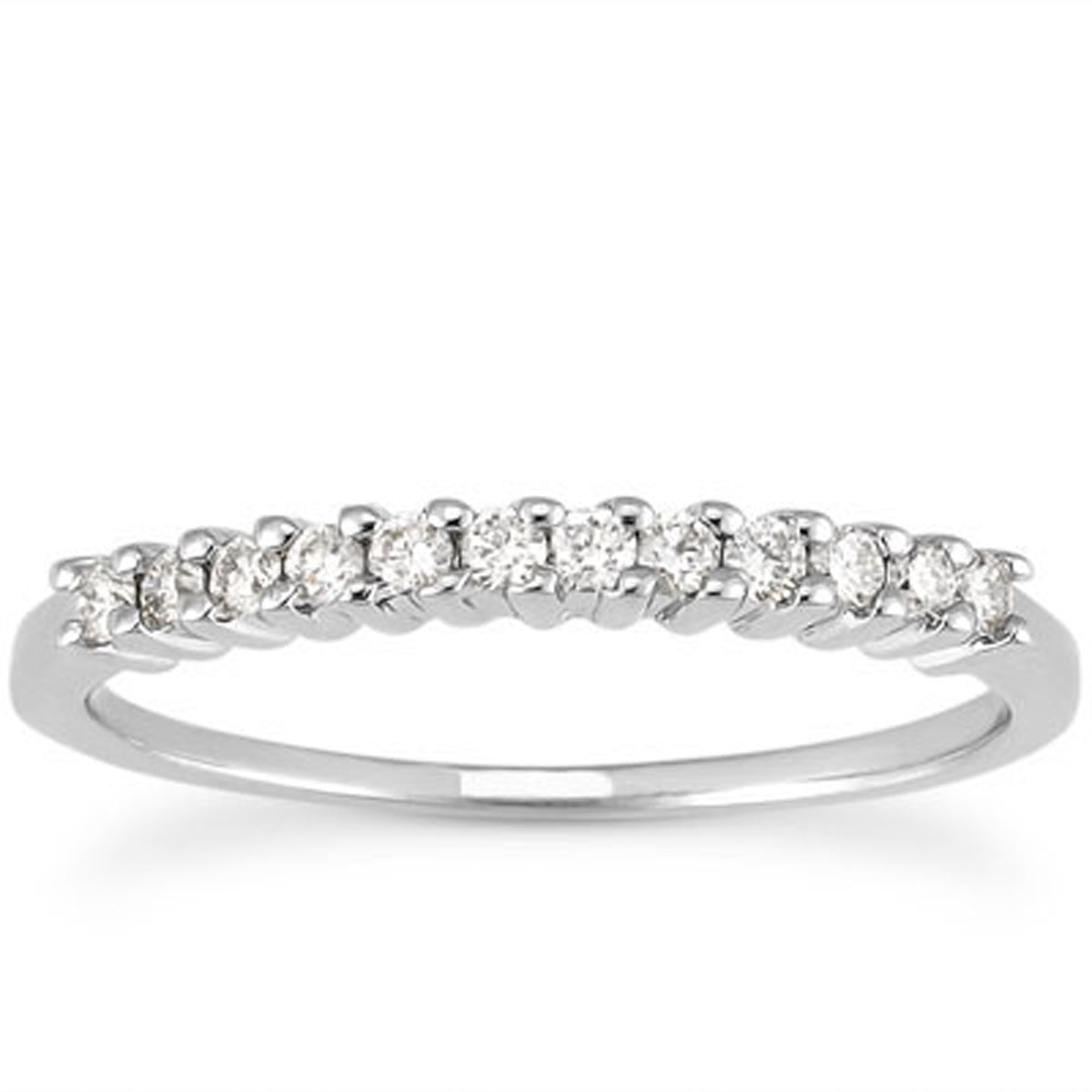14k White Gold Raised Shared Prong Diamond Wedding Ring Band on sale at MyriadMart