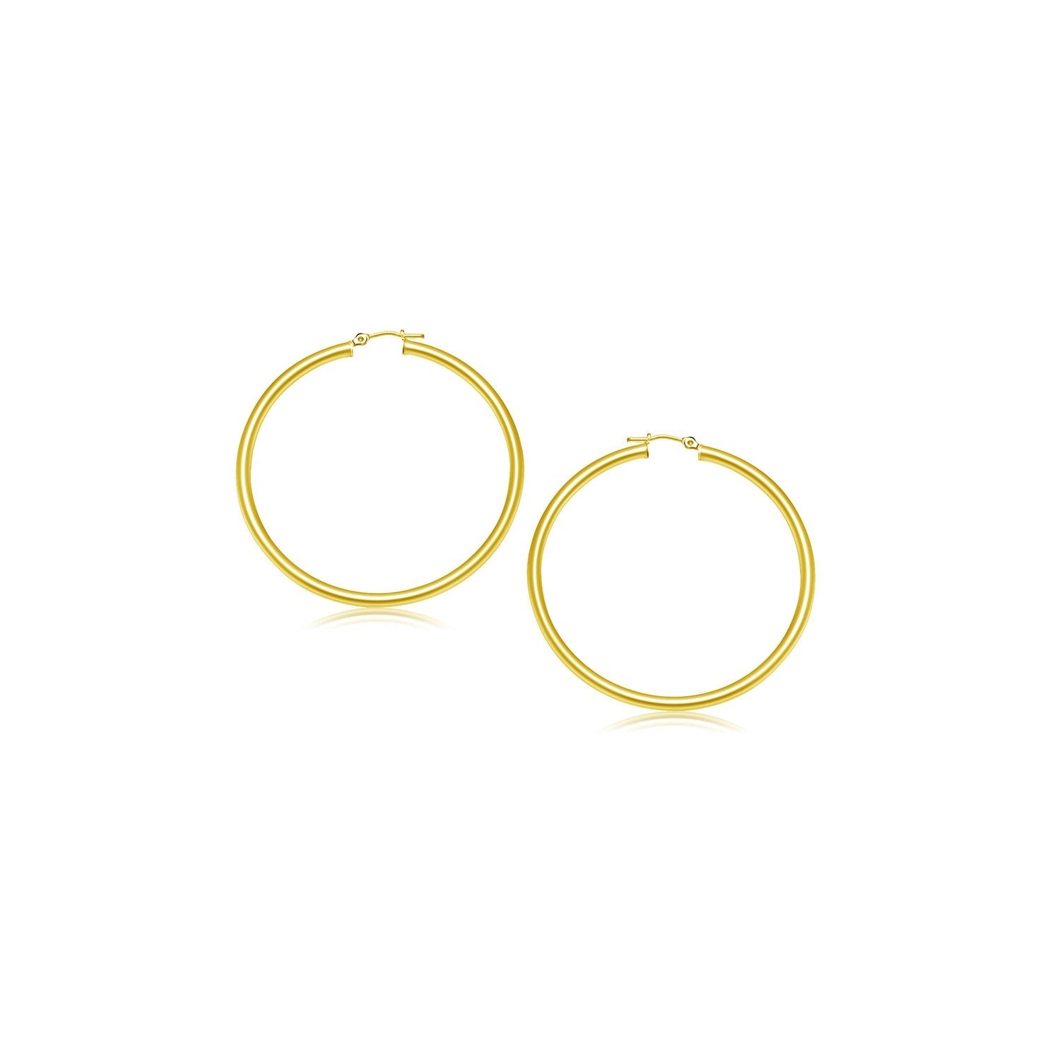 14k Yellow Gold Polished Hoop Earrings 15 mm on sale at MyriadMart