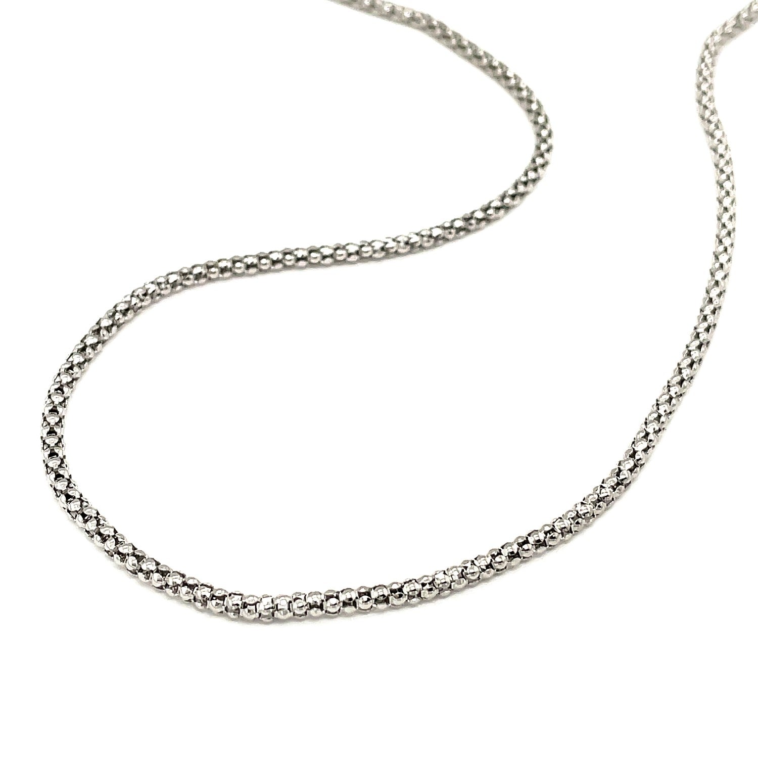 Rhodium Plated 2.5mm Sterling Silver Popcorn Style Chain on sale at MyriadMart