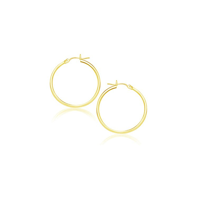 14k Yellow Gold Polished Hoop Earrings 20 mm on sale at MyriadMart