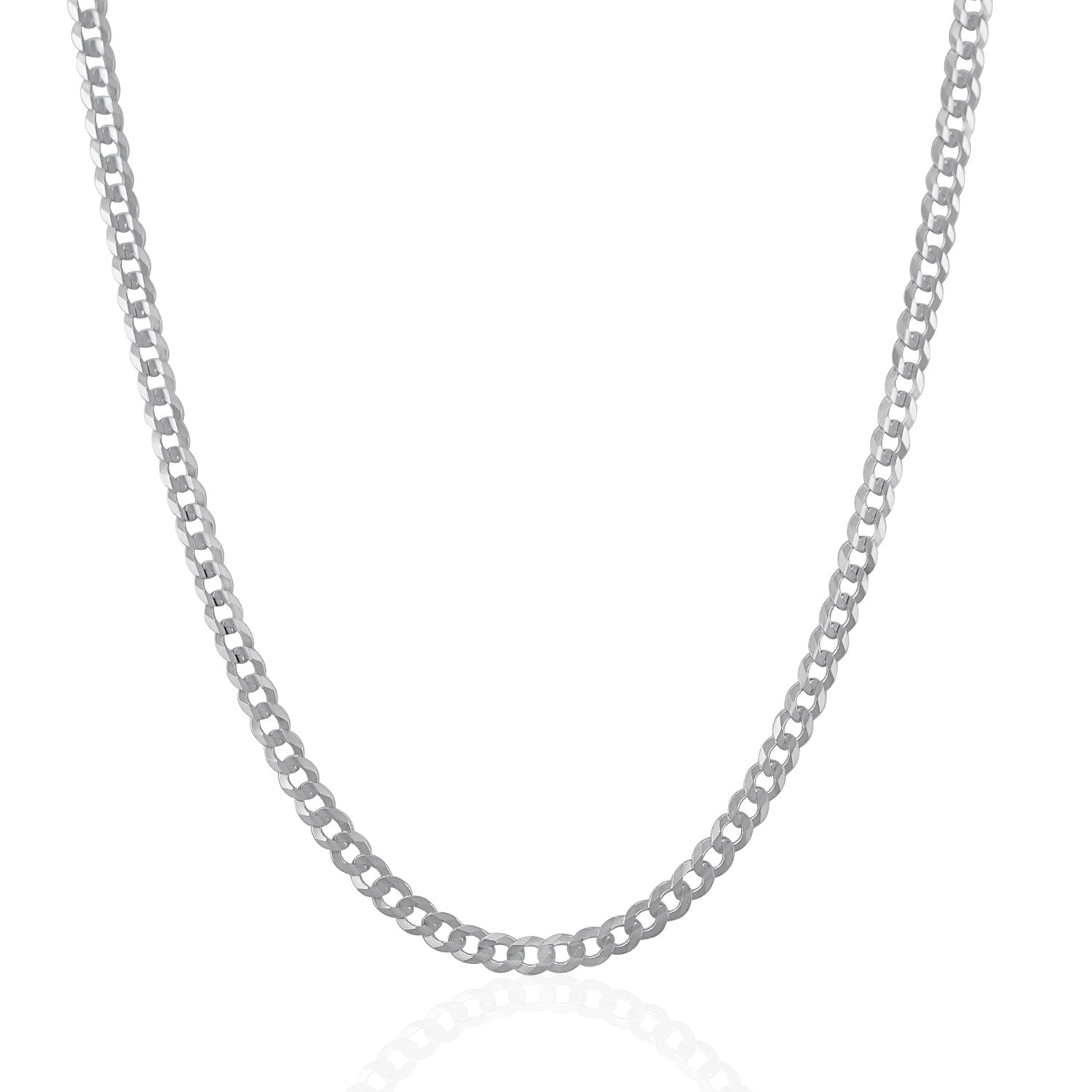 3.6mm 14k White Gold Solid Curb Chain on sale at MyriadMart