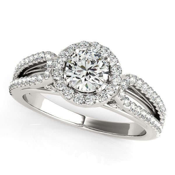 14k White Gold Diamond Engagement Ring with Teardrop Split Shank 7/8 cttw on sale at MyriadMart
