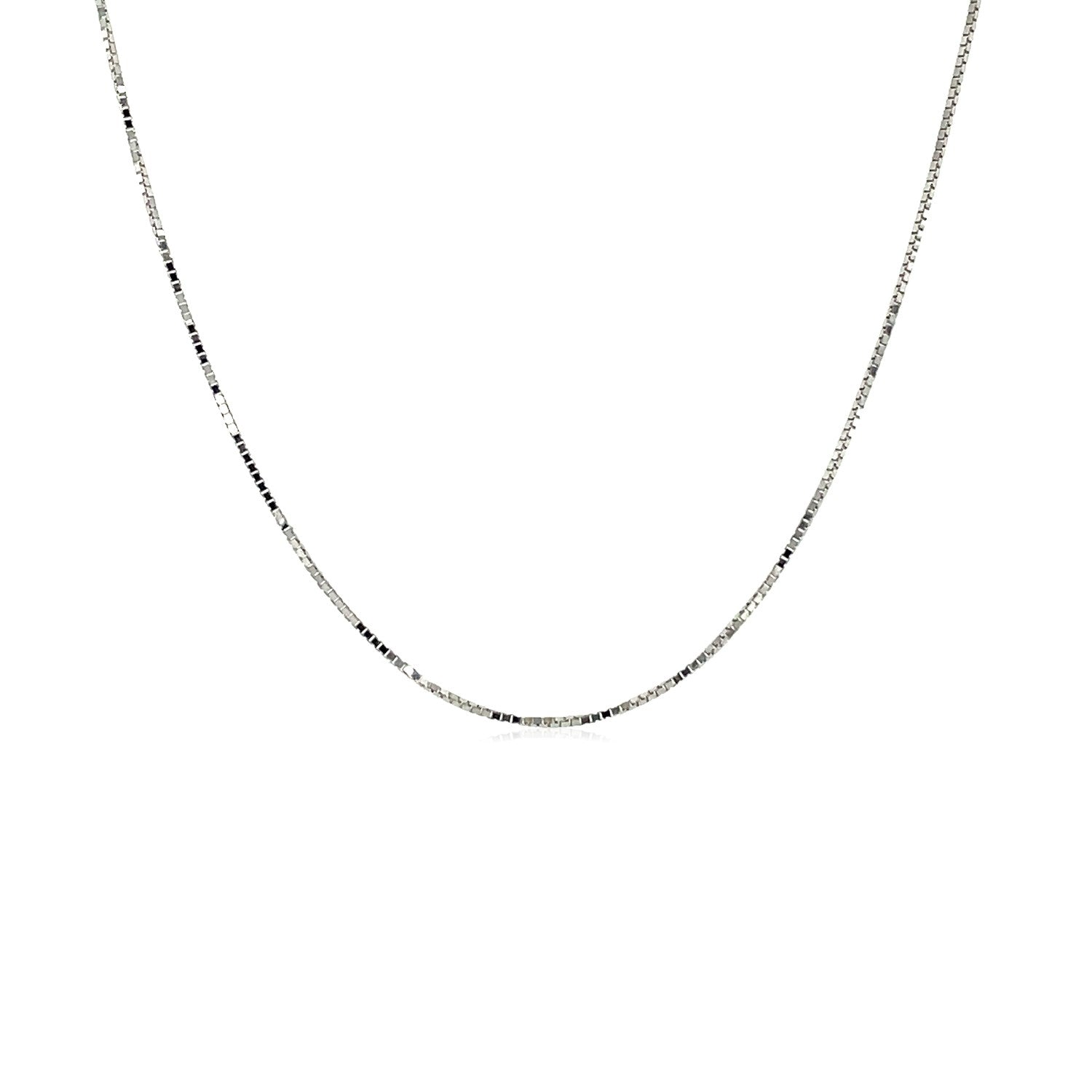 18k White Gold Box Chain 0.6mm on sale at MyriadMart