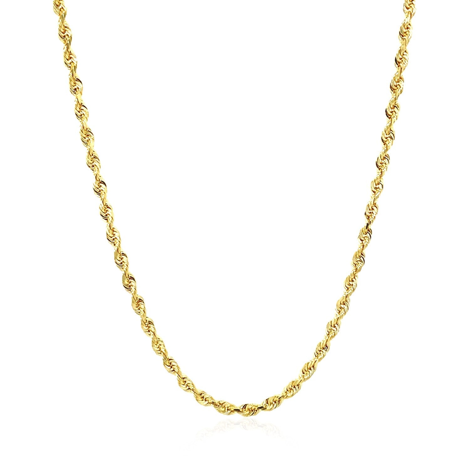 2.5mm 14k Yellow Gold Solid Diamond Cut Rope Chain on sale at MyriadMart