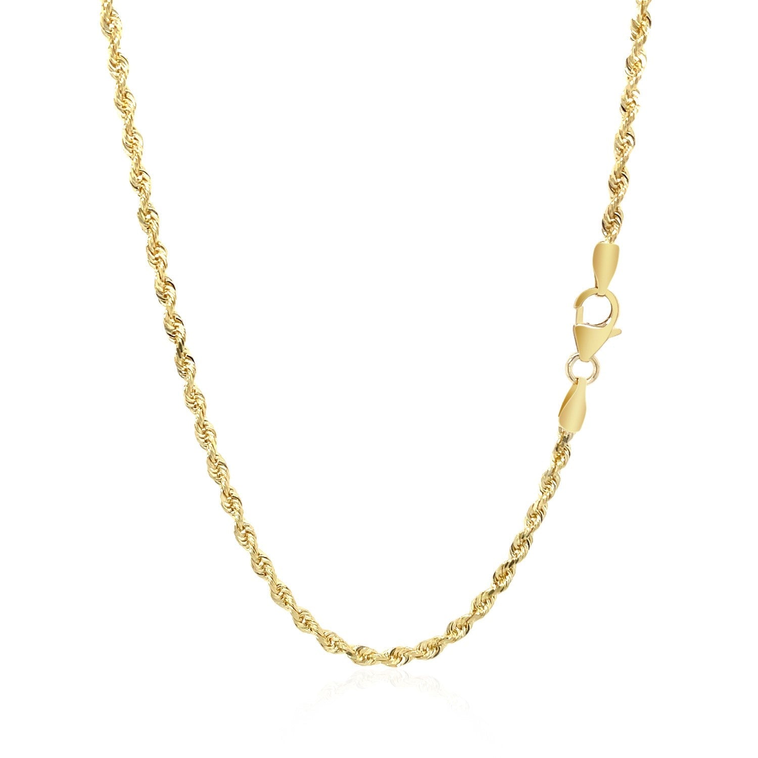 2.5mm 14k Yellow Gold Solid Diamond Cut Rope Chain on sale at MyriadMart