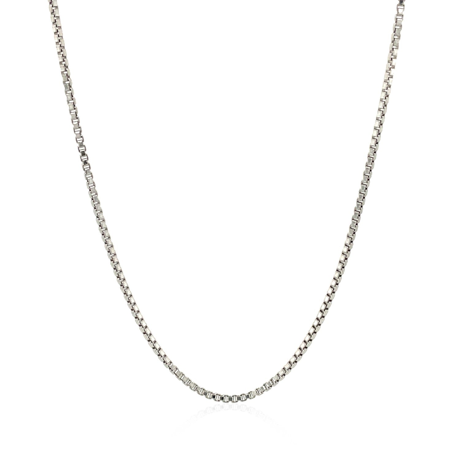 Sterling Silver Rhodium Plated Box Chain 1.3mm on sale at MyriadMart