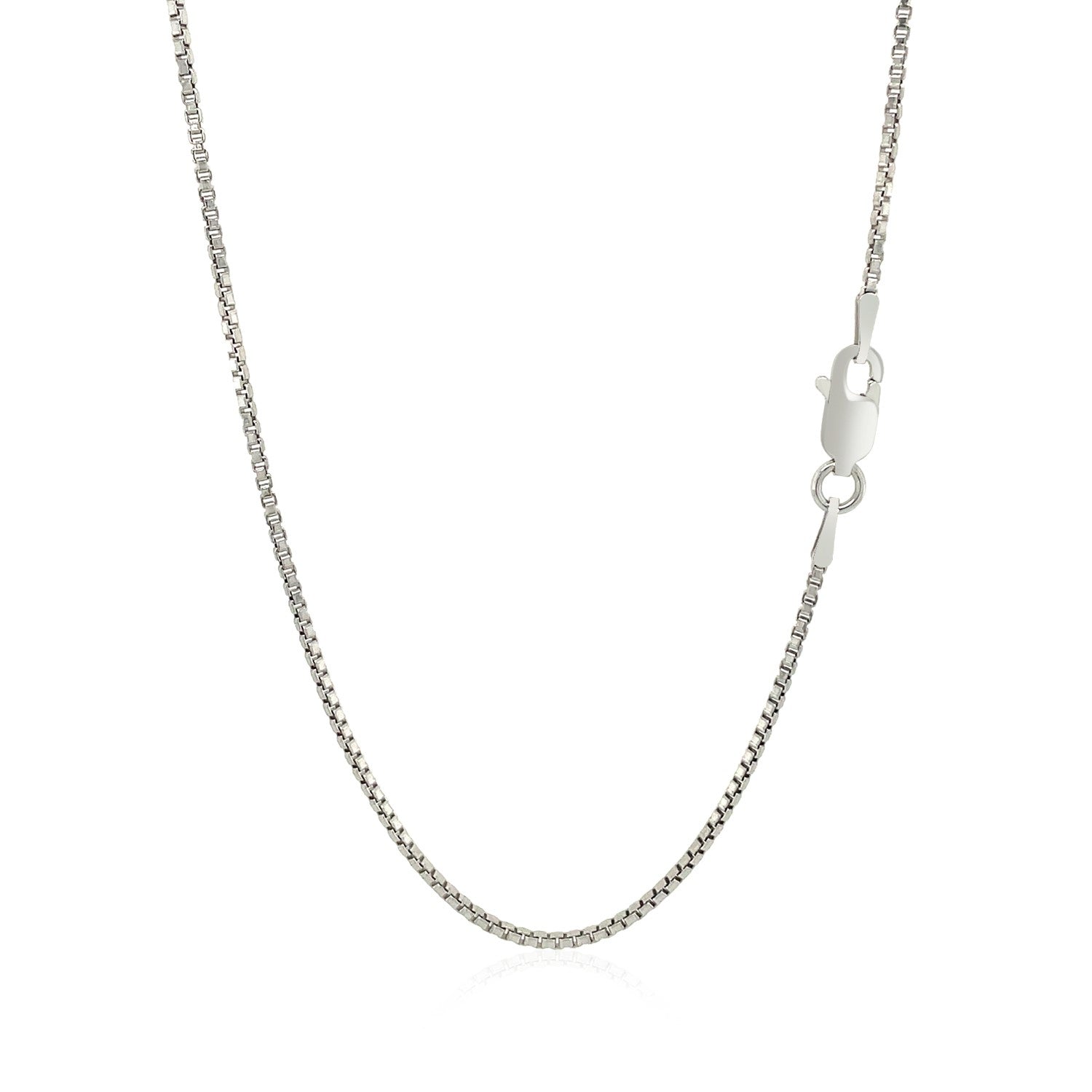 Sterling Silver Rhodium Plated Box Chain 1.3mm on sale at MyriadMart