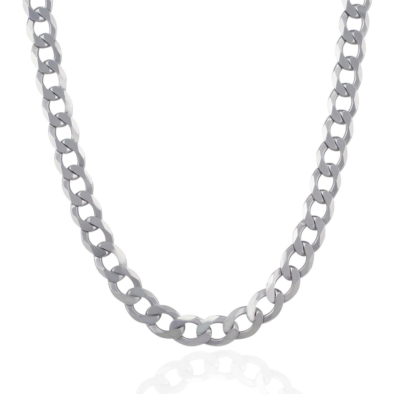 Rhodium Plated 8.4mm Sterling Silver Curb Style Chain on sale at MyriadMart