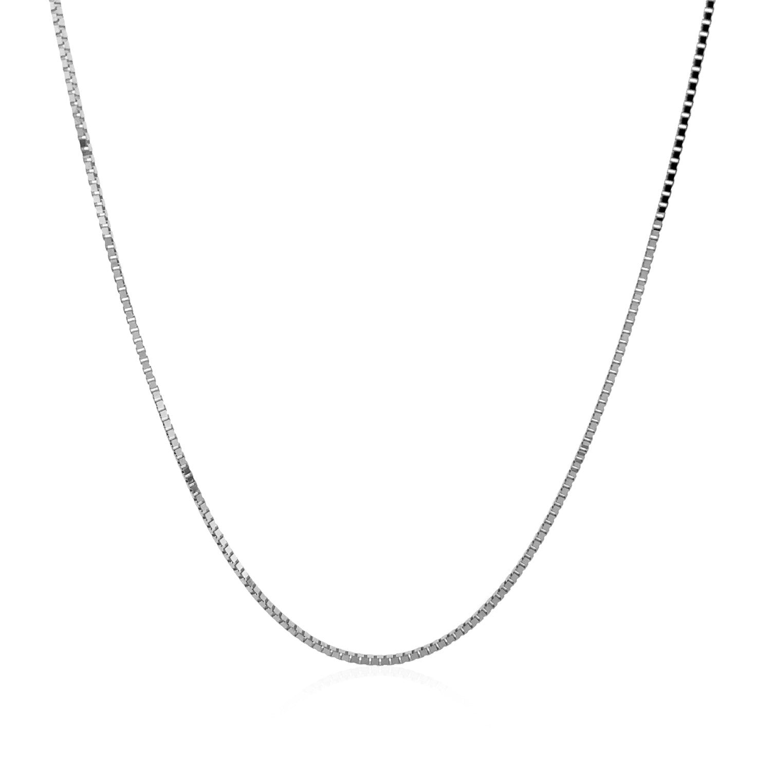 14k White Gold Classic Box Chain 0.8mm on sale at MyriadMart