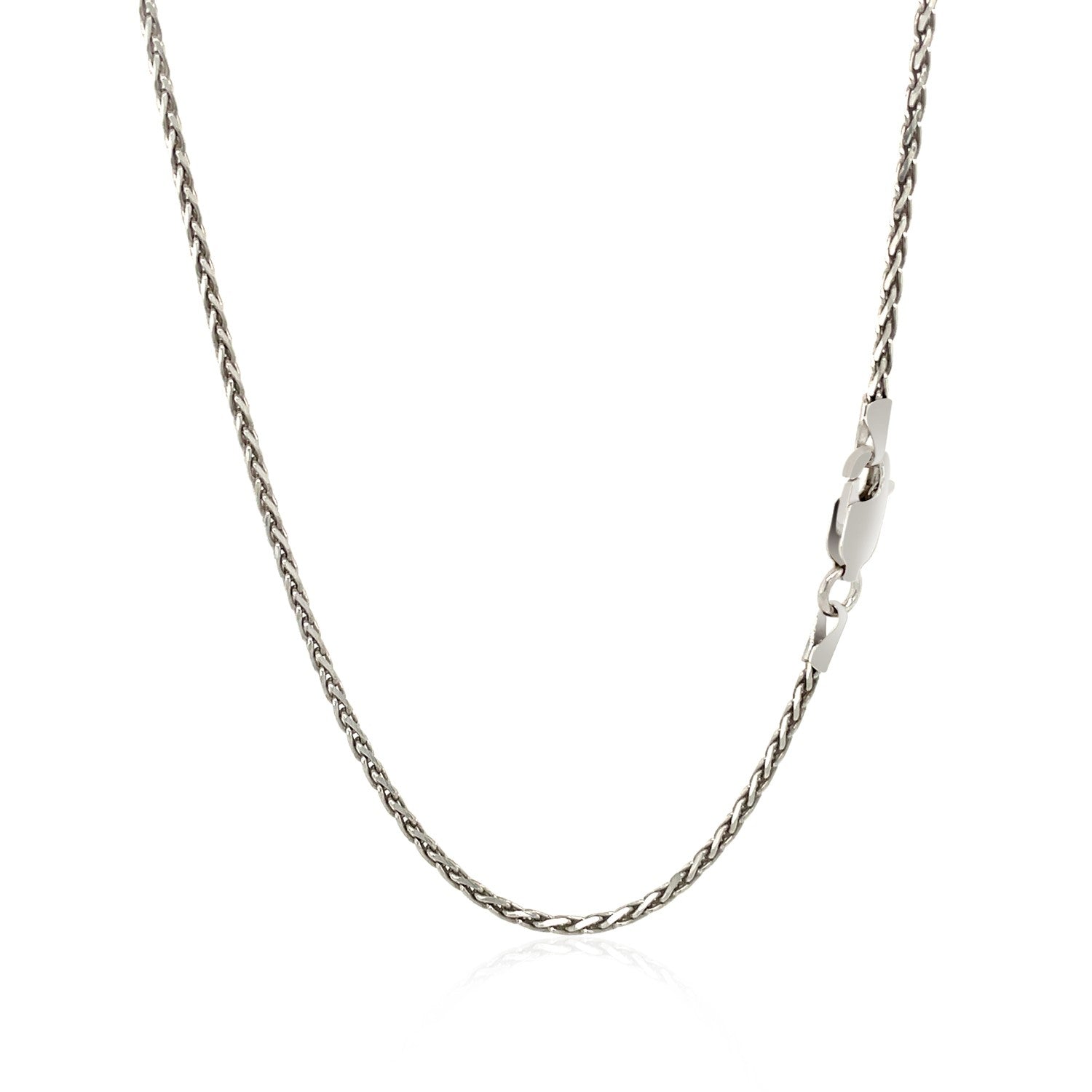 Sterling Silver Rhodium Plated Wheat Chain 1.5mm on sale at MyriadMart