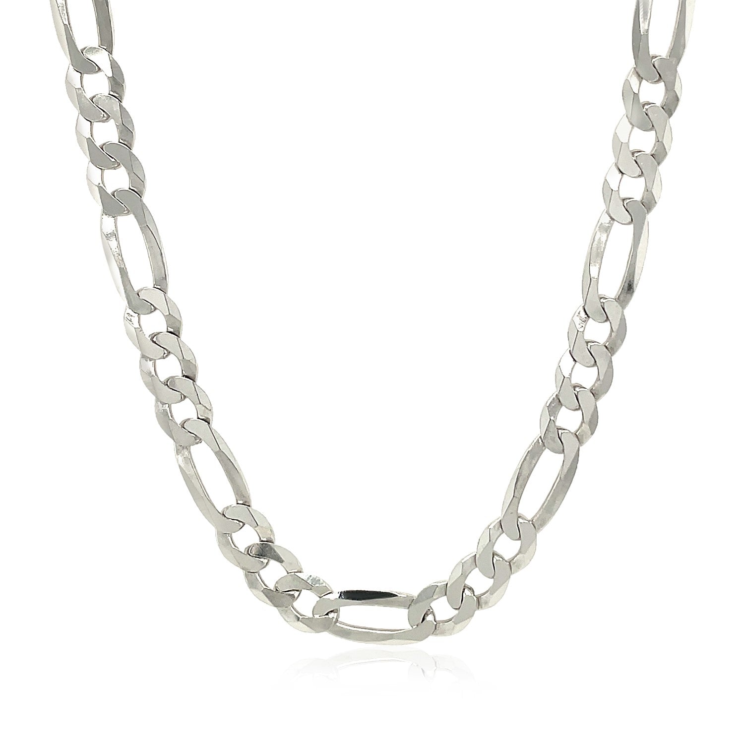 Rhodium Plated 5.5mm Sterling Silver Figaro Style Chain on sale at MyriadMart